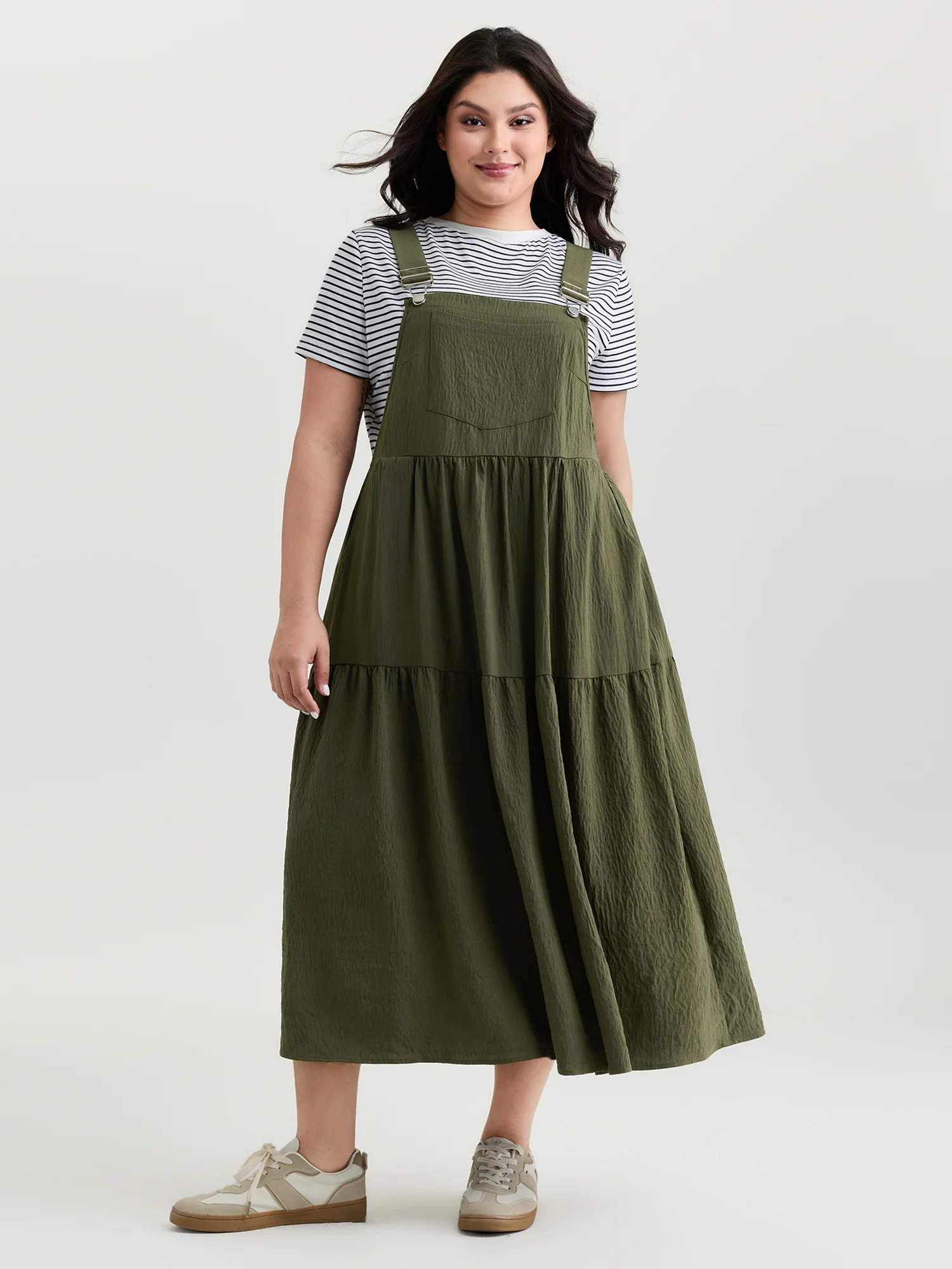 Adjustable Oversized Tiered Overall Maxi Dress - Image 3
