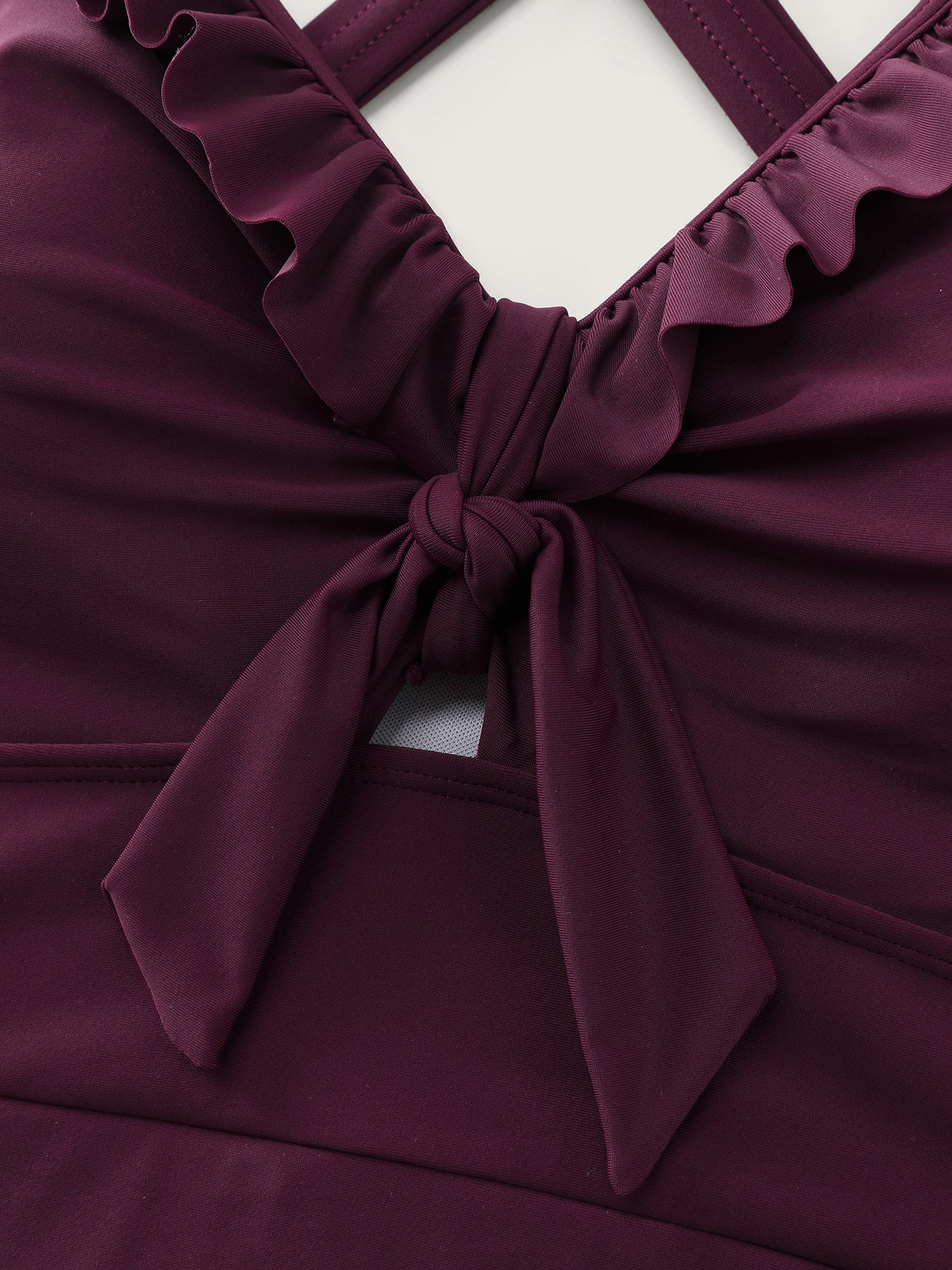 Adjustable Tie Ruffled Channel Drawstring Swim Dress - Image 7