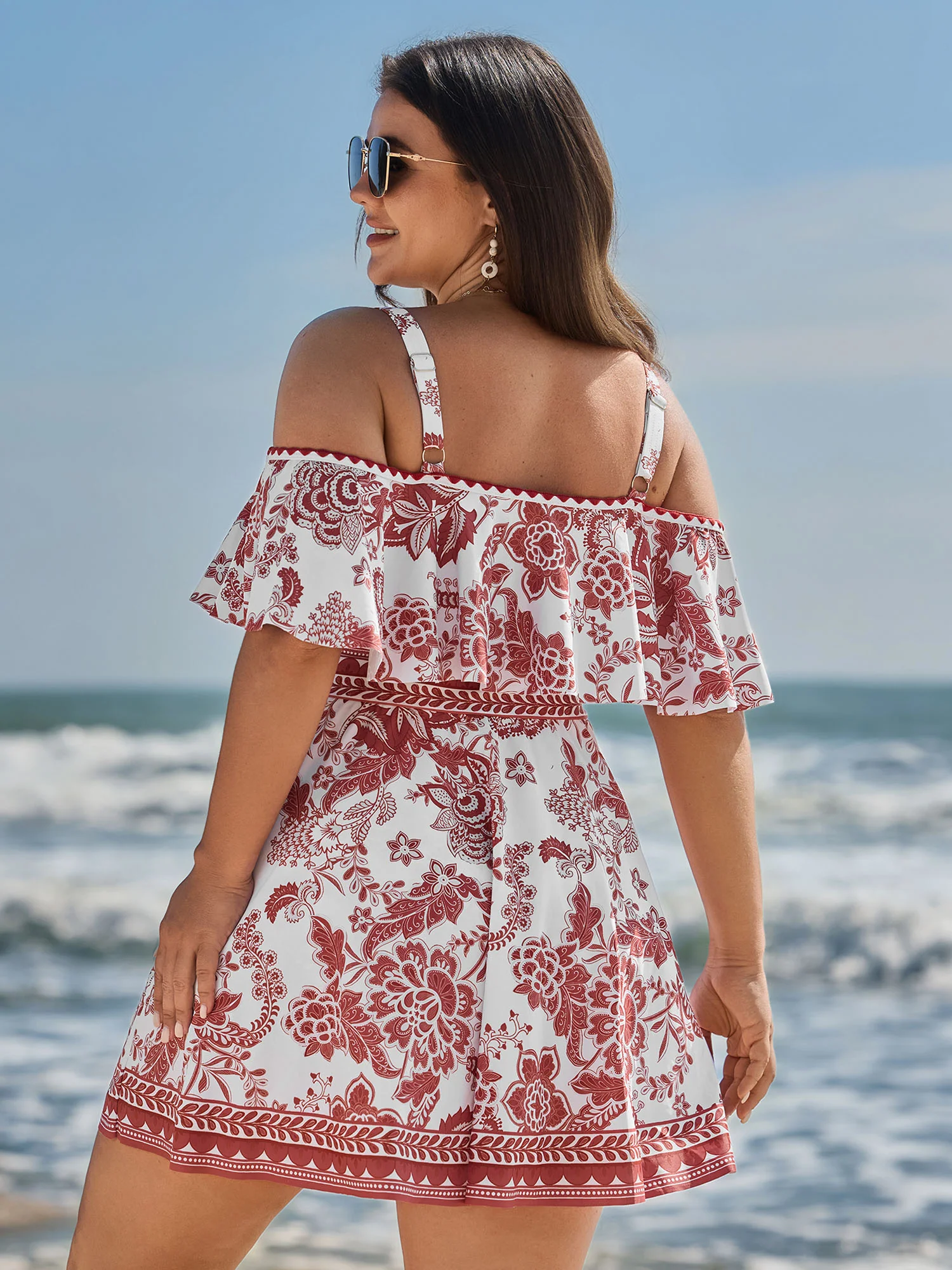 Anti-Float Tie Off-Shoulder Swim Dress - Image 5