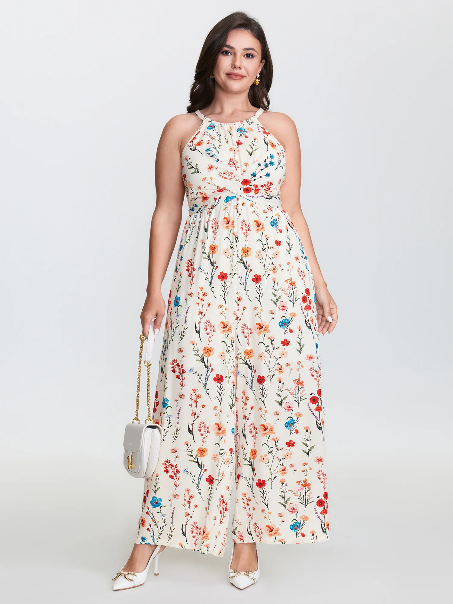 Blooming Florals Waist-Tie Jumpsuit