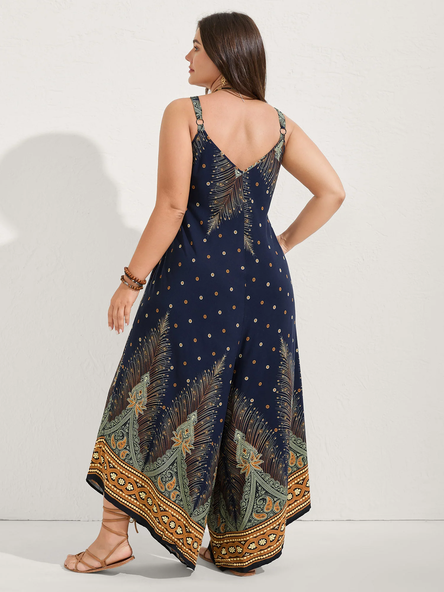 Boho Print Asymmetrical Hem Jumpsuit - Image 4