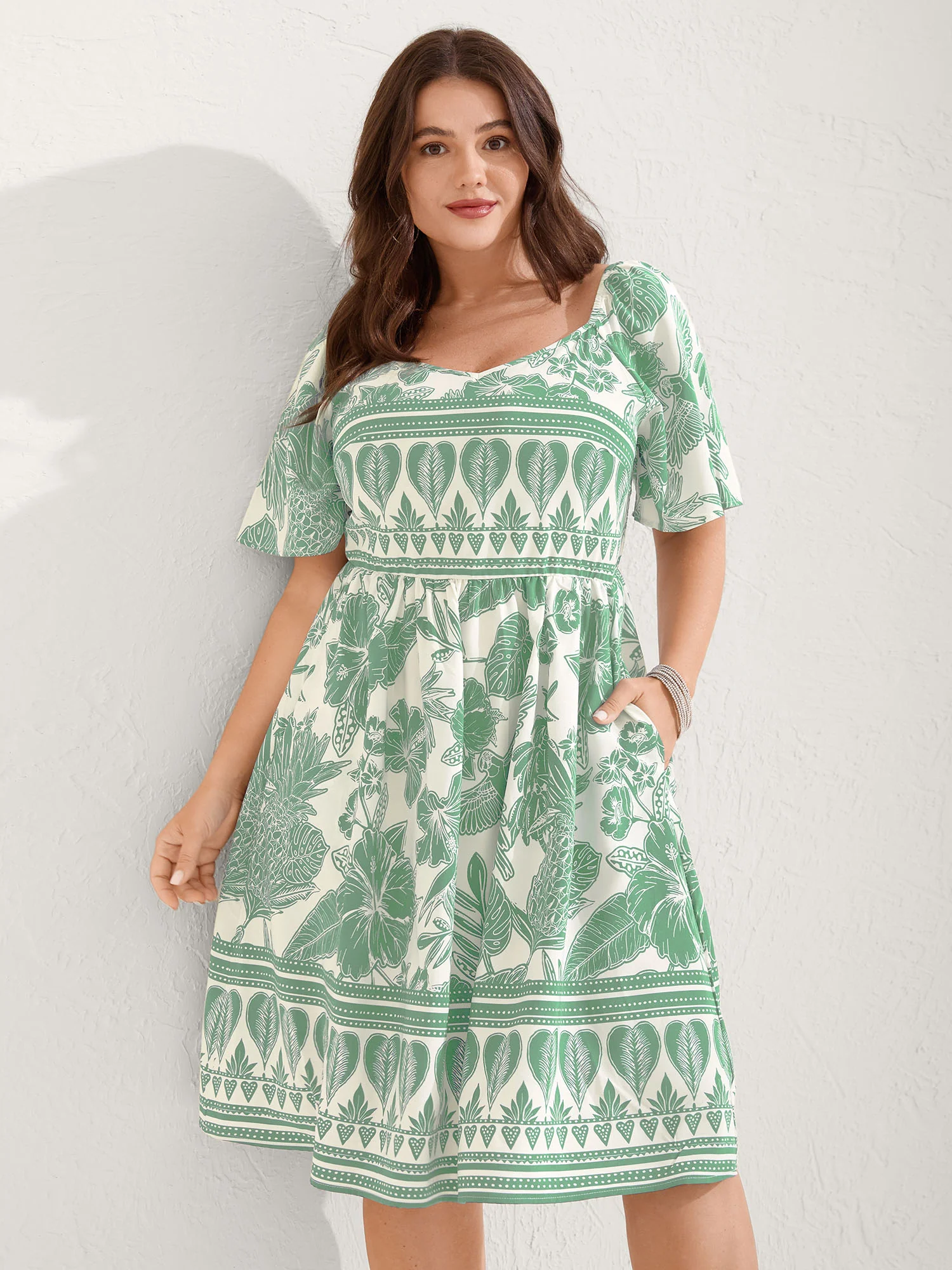 Boho Print Fit Flare Pockets Mini Dress - Image 12