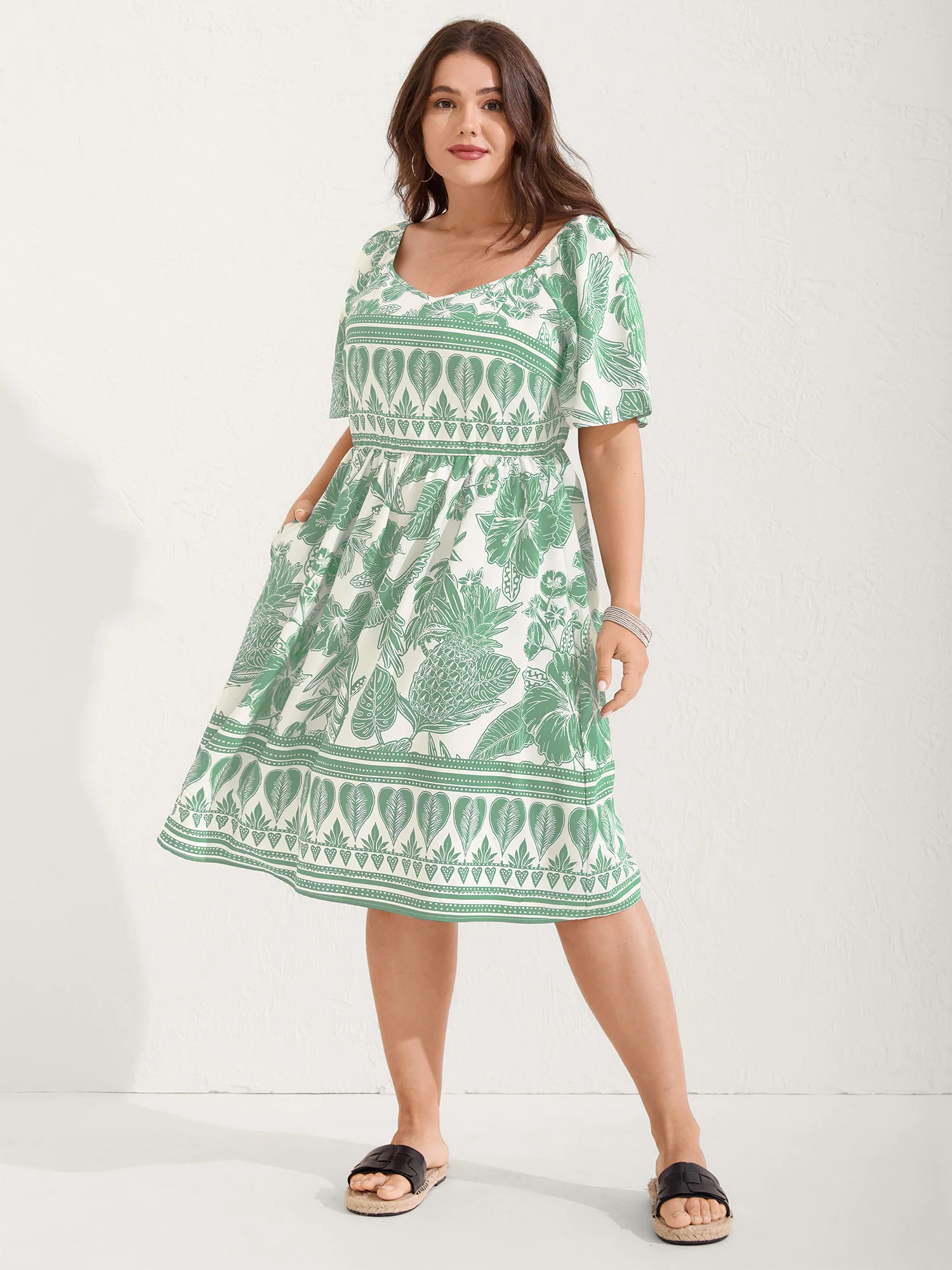 Boho Print Fit Flare Pockets Mini Dress - Image 14