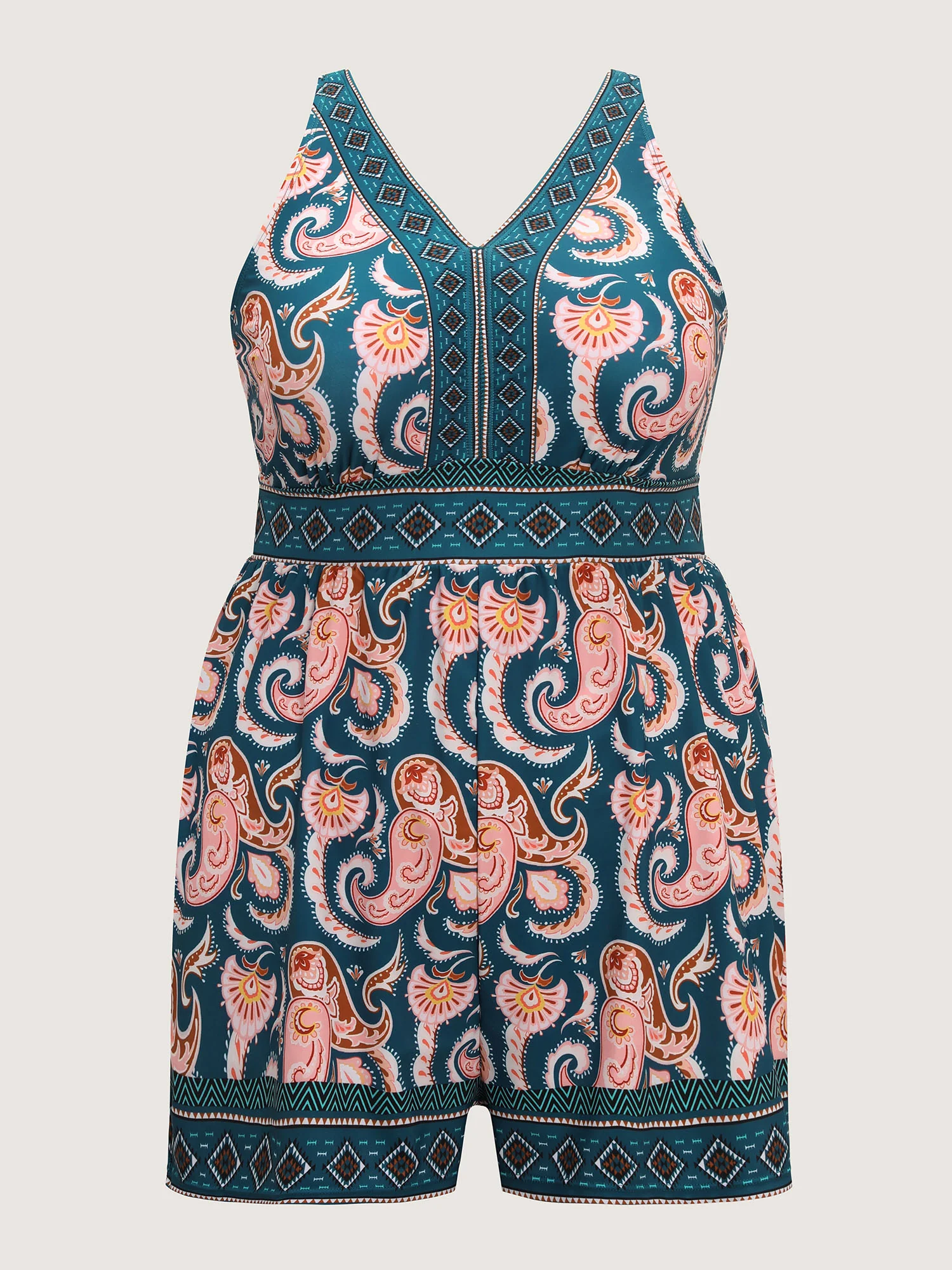 Boho Print Pockets Swim Romper - Image 7