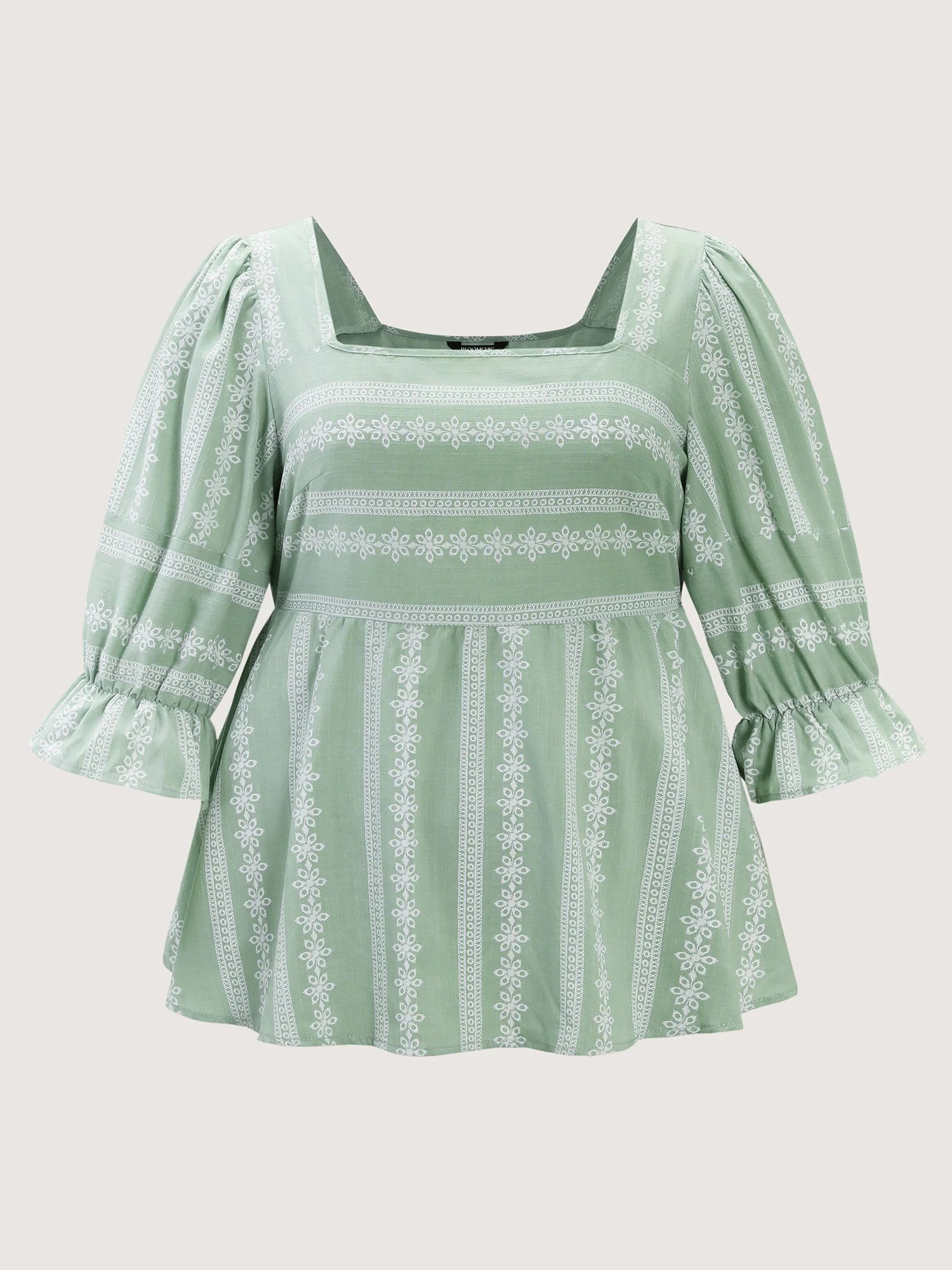 Boho Stripe Print Square Neck Blouse - Image 7