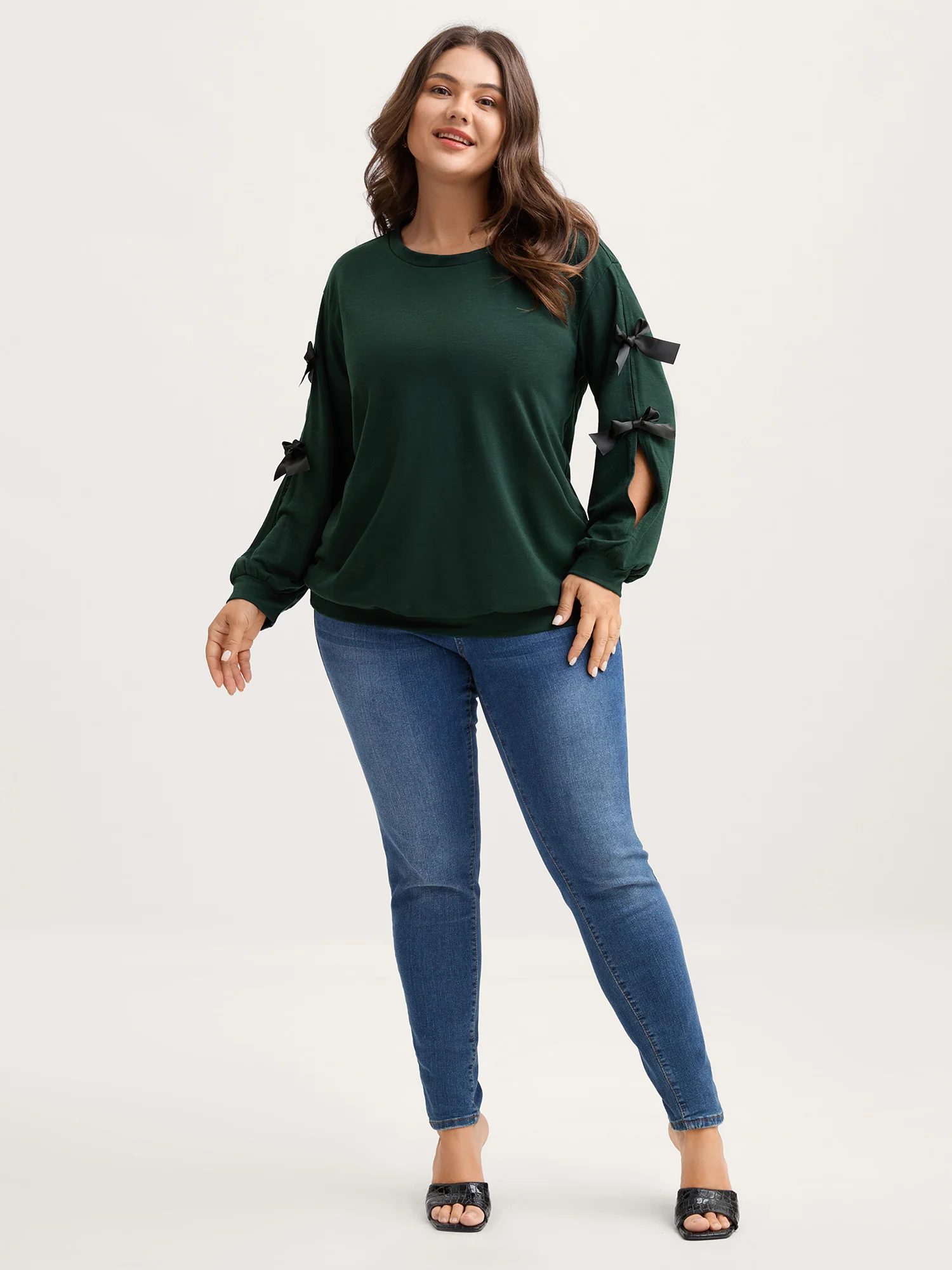 Bow-Knot Sleeve Cut-Out Sweatshirt - Image 3
