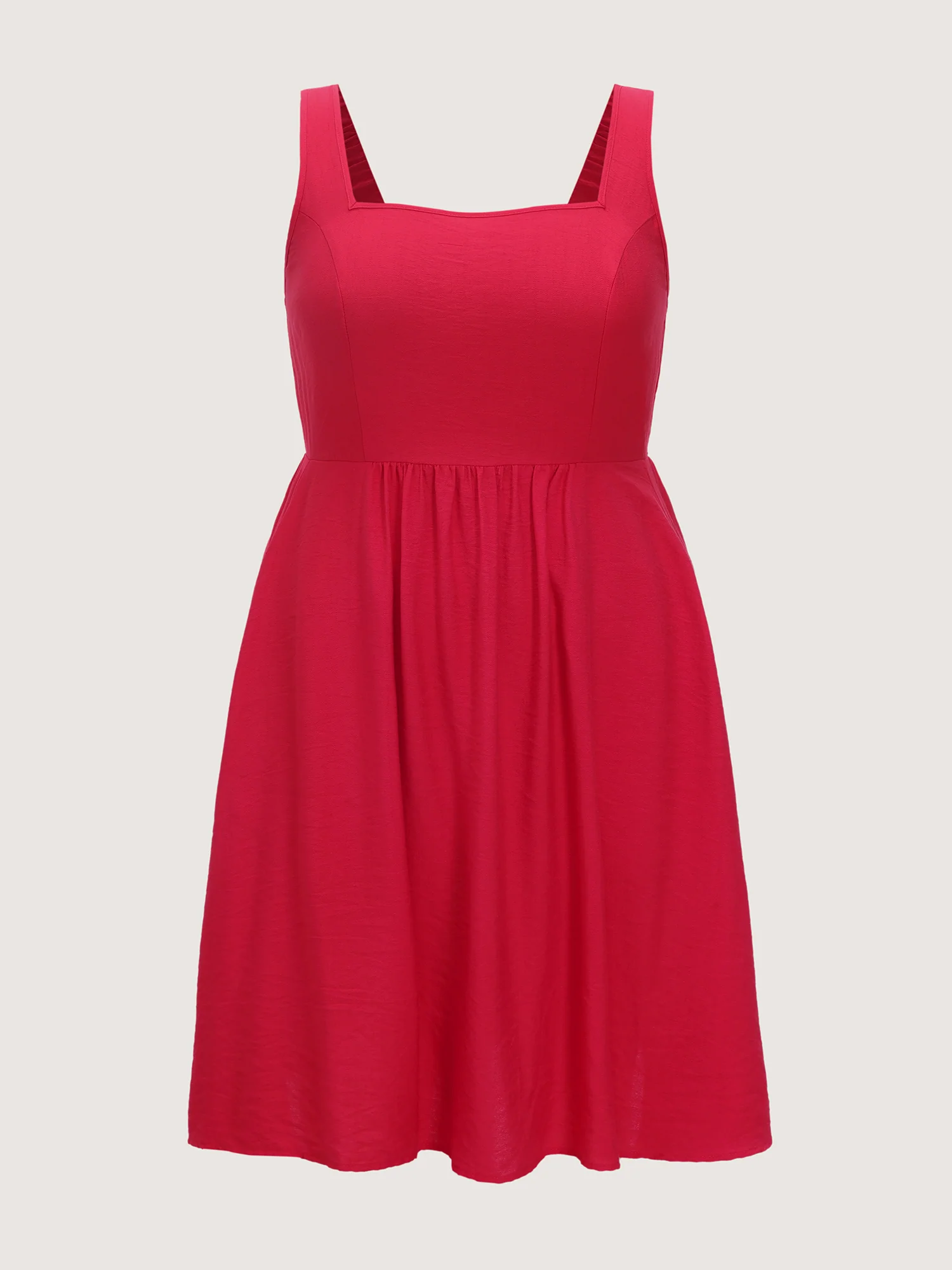 Bowknot Shirred Waist-Defining Plain Mini Dress - Image 9