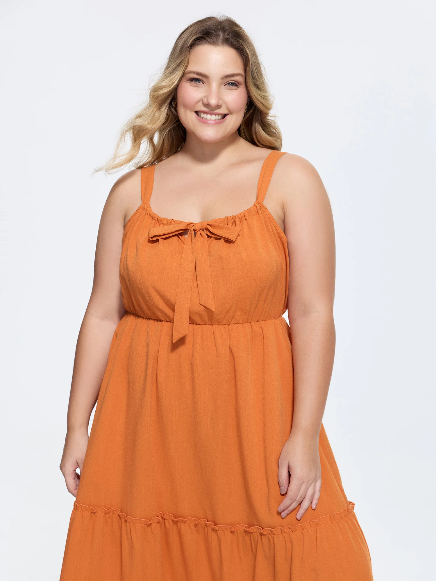 Bowknot Stretchy Waist Tiered Maxi Dress - Image 3