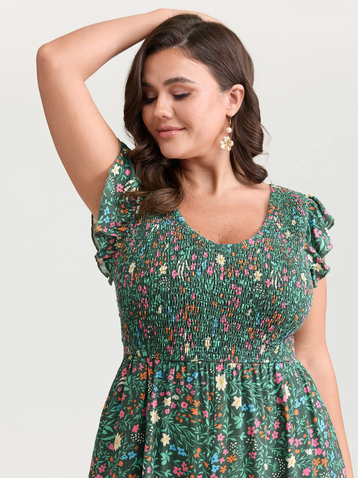 Breezy Floral Print Flutter Sleeve Jumpsuit - Image 3