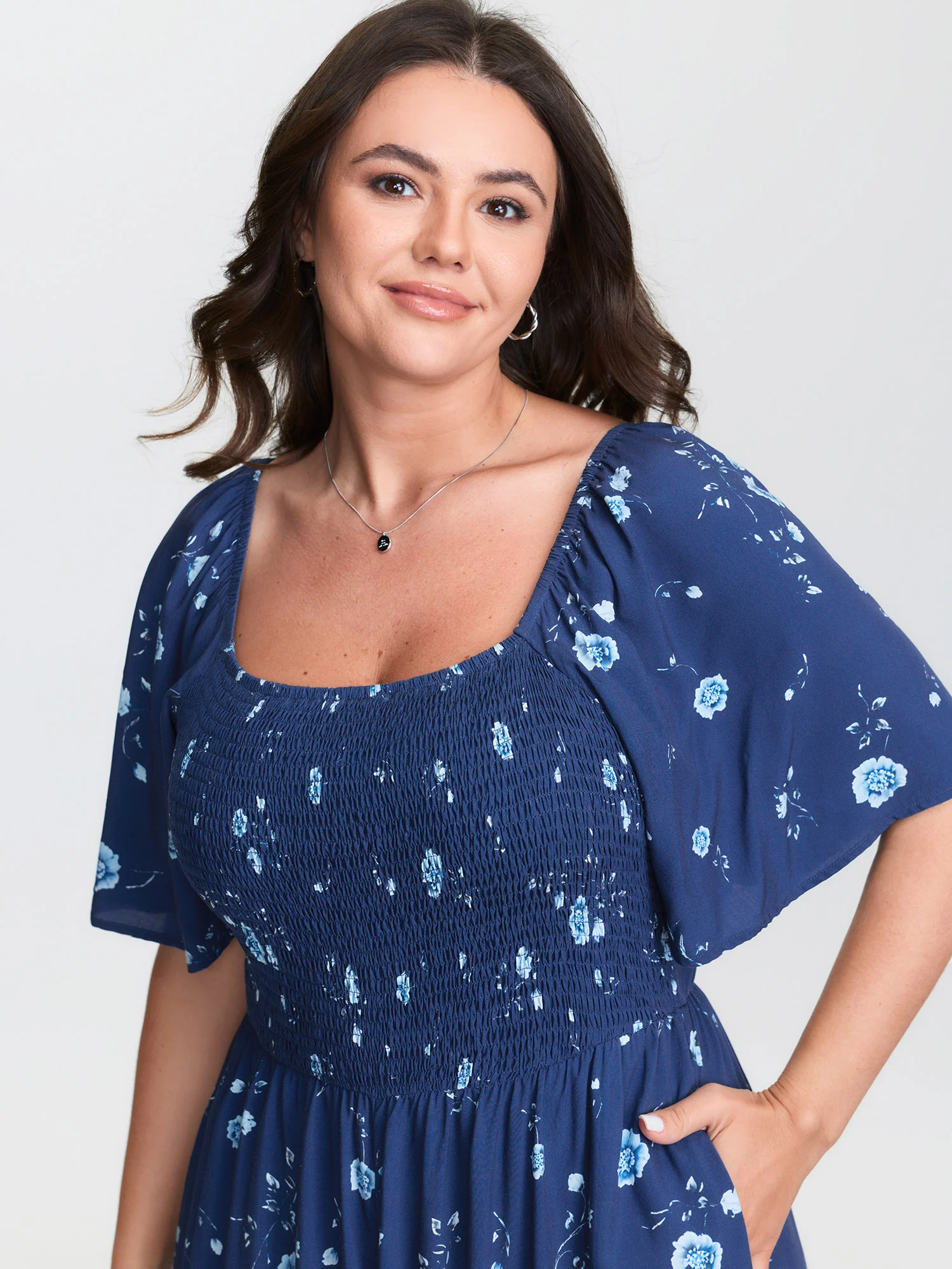 Breezy Floral Print Shirred Bodice Jumpsuit - Image 2