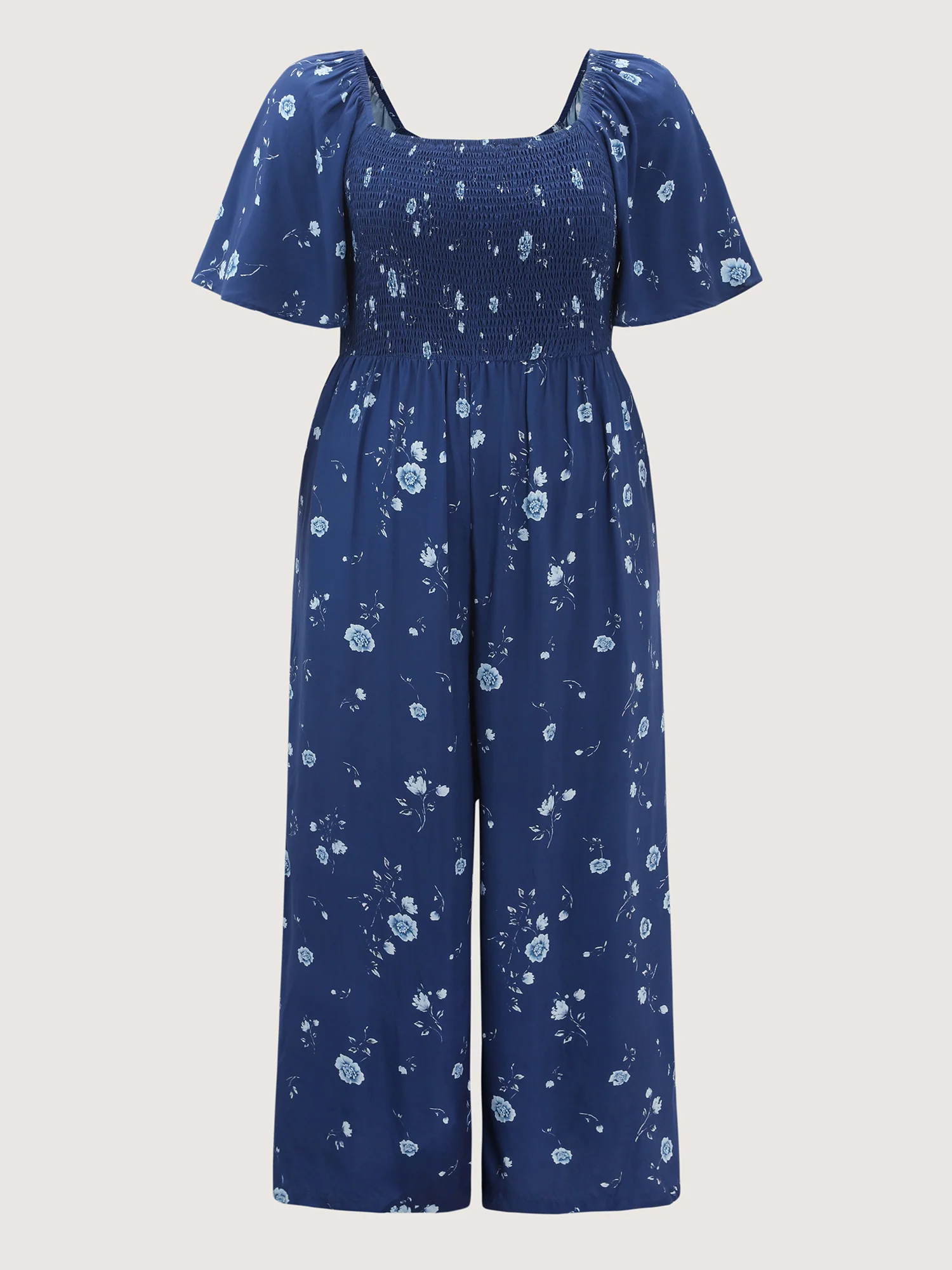 Breezy Floral Print Shirred Bodice Jumpsuit - Image 8