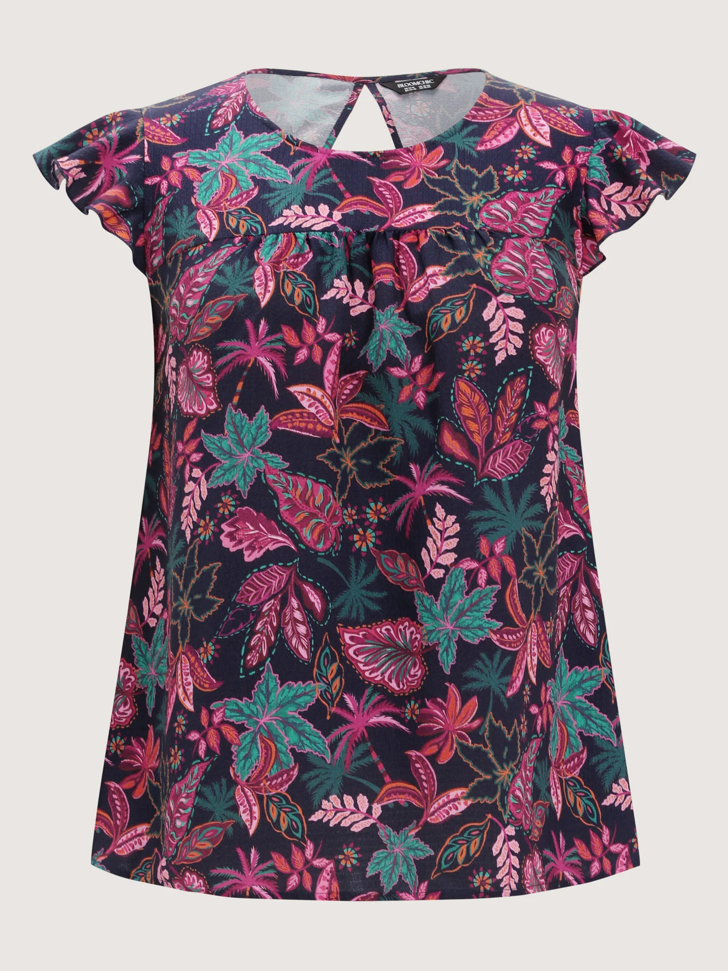 Bright Floral Texture Open-Back Blouse - Image 8