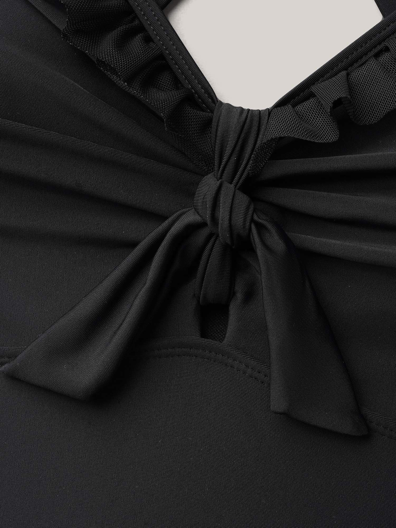 Bust Knot-Tie Ruffle Trim Supportive Bikini Top - Image 5