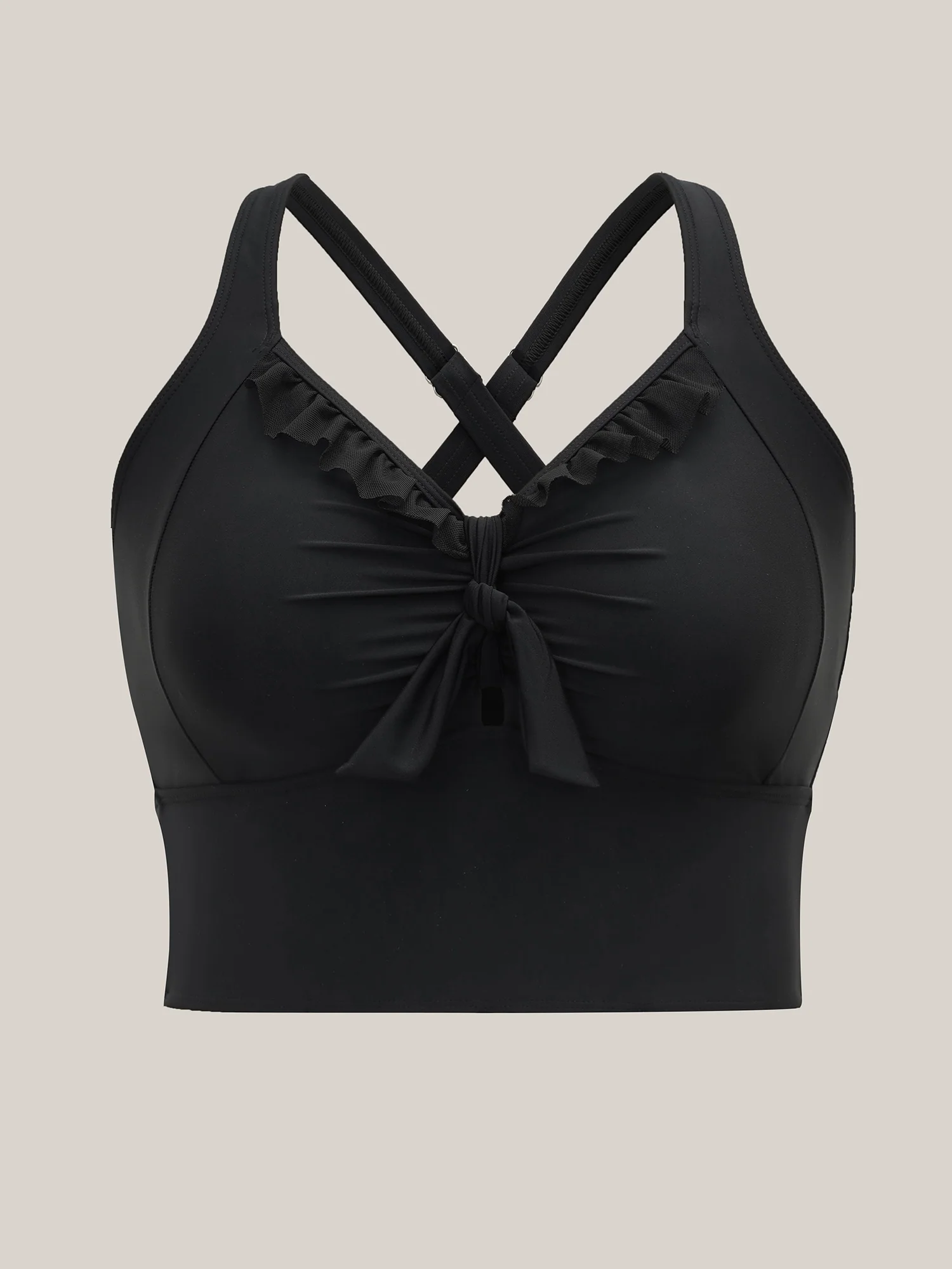 Bust Knot-Tie Ruffle Trim Supportive Bikini Top - Image 7