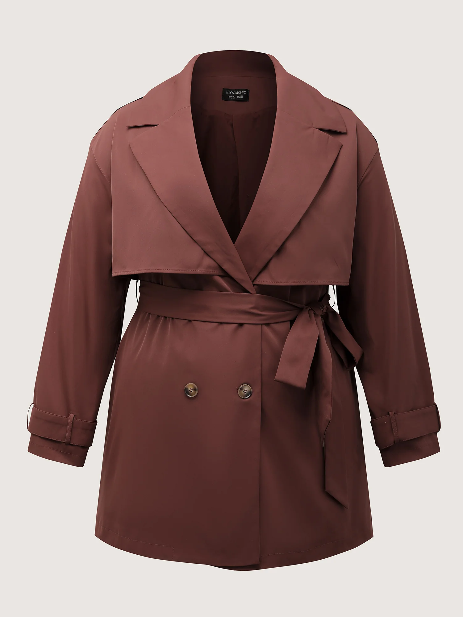 Button Belted Layered Trench Coat - Image 9