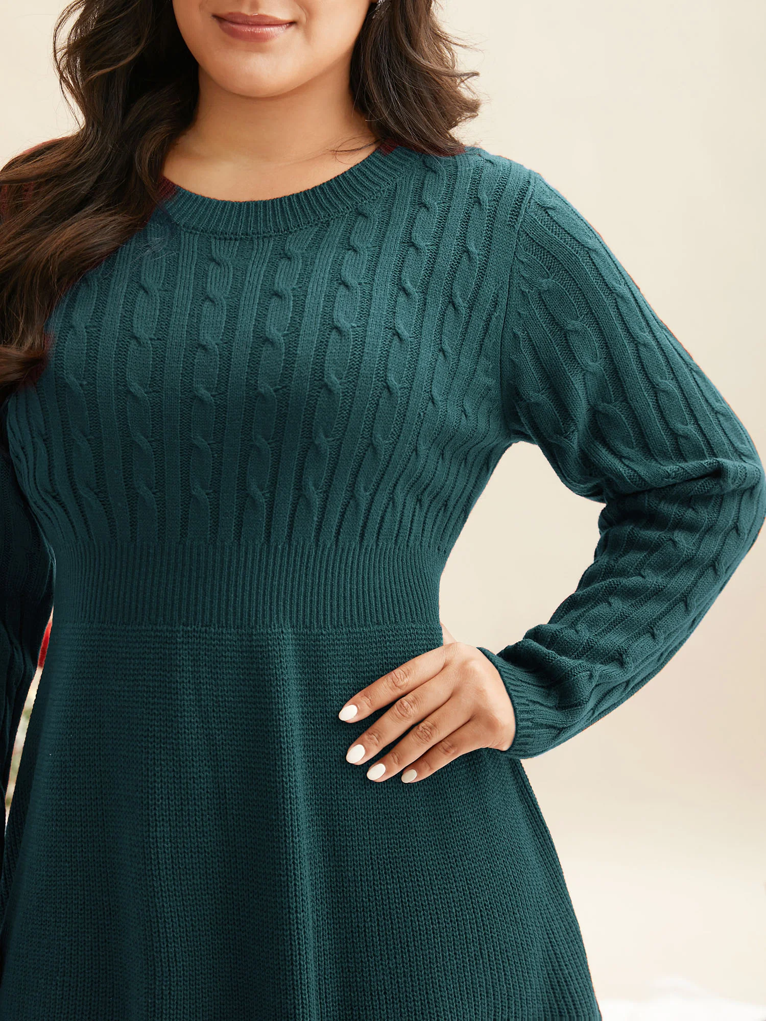 Cable Knit Fit-and-Flare Mini Sweater Dress - Image 28
