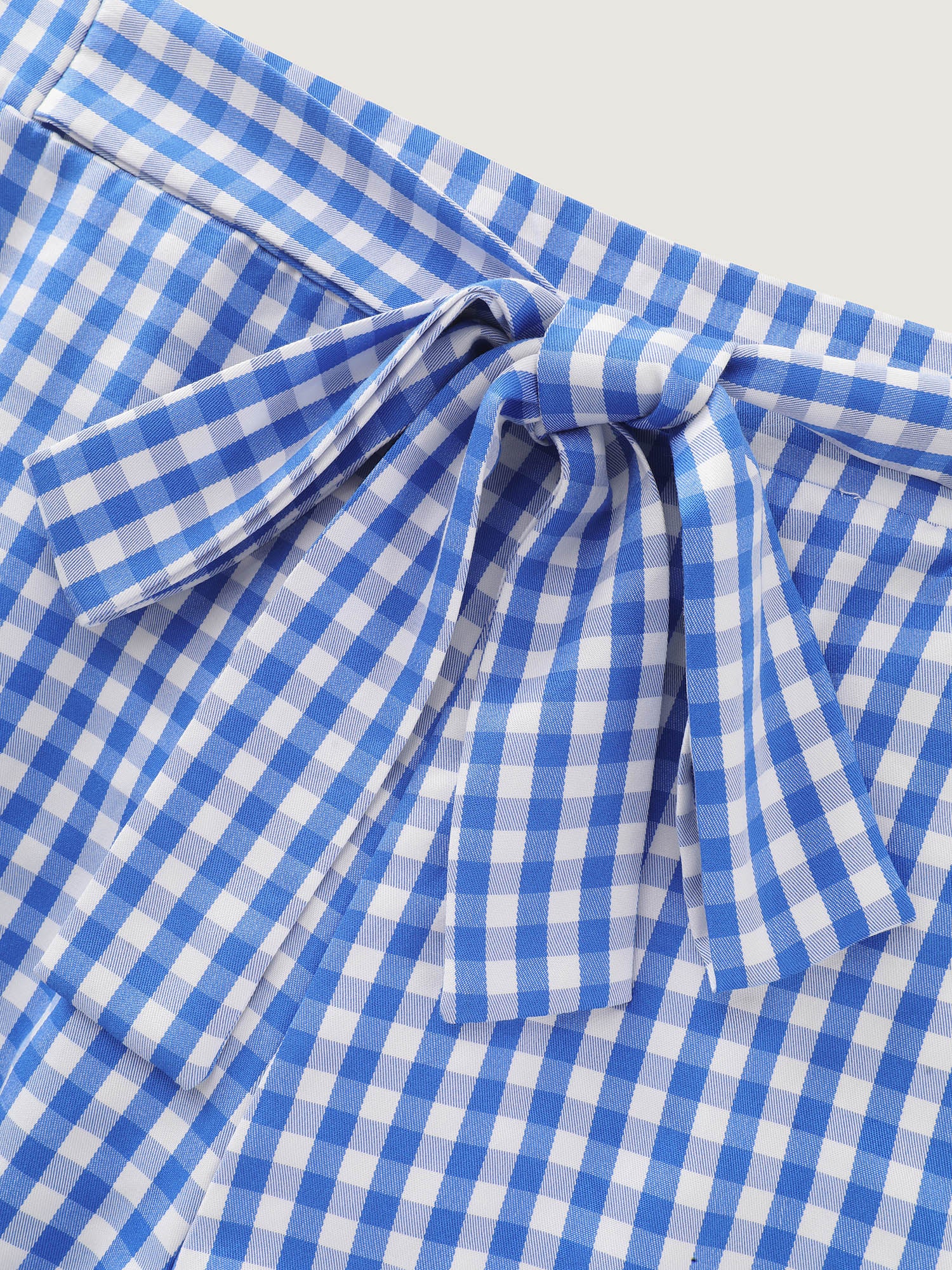 Check Print Bow-Tie Waist Shorts - Image 6