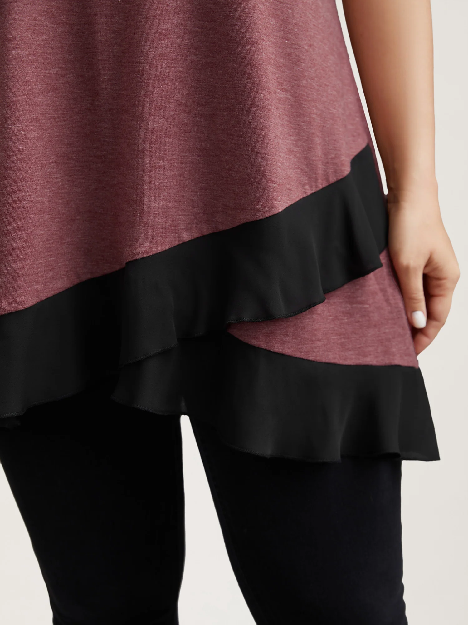 Color Contrast Overlap Hem Flared Top - Image 8