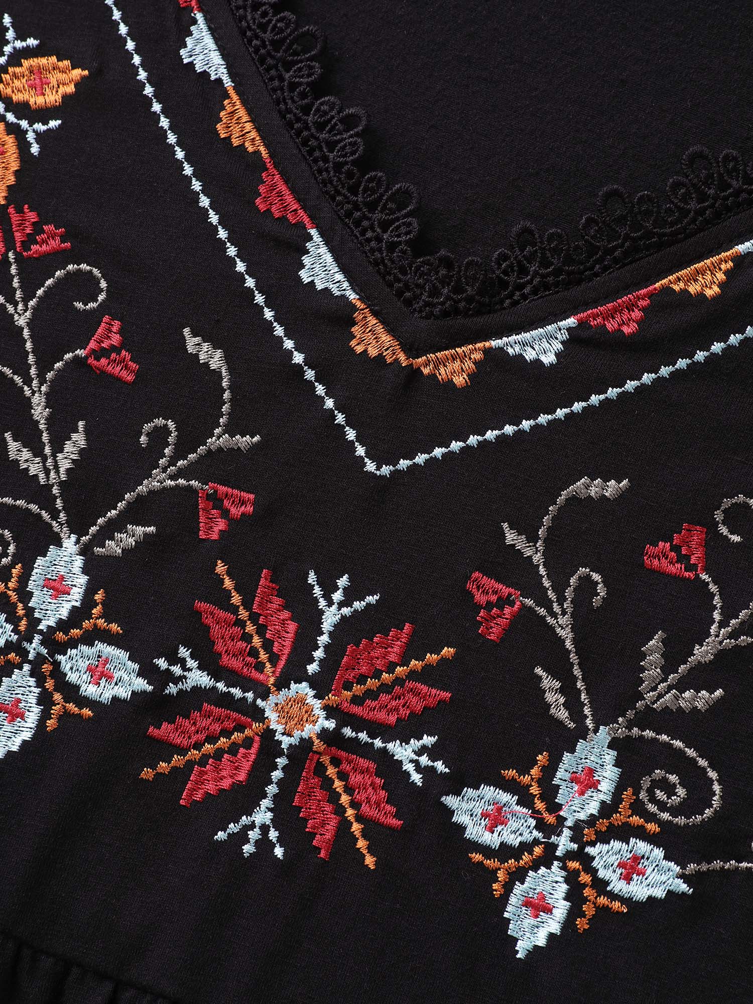 Color Floral Embroidery Lace Knit Top - Image 6