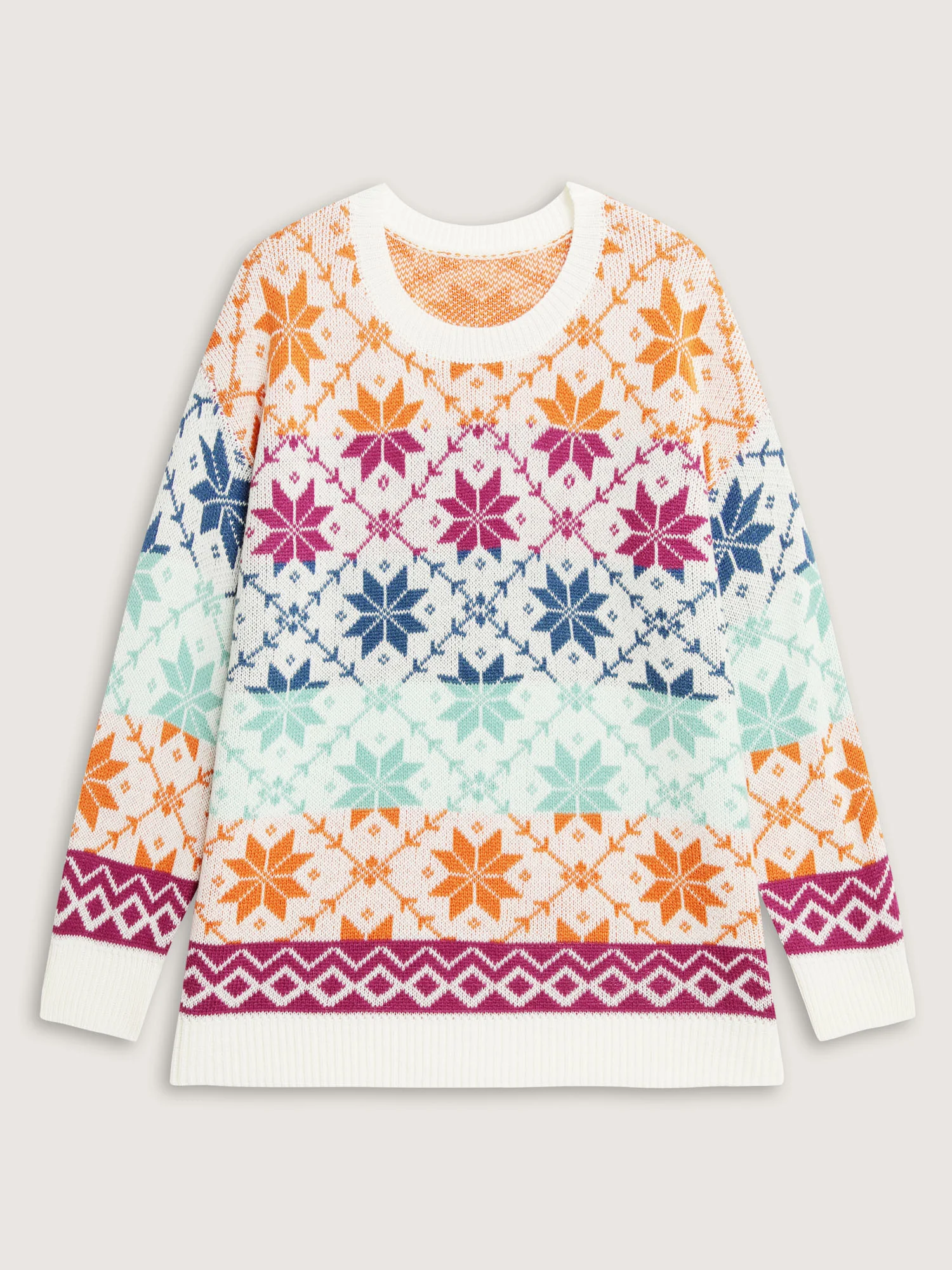 Color Gradient Snowflake Pattern Pullover - Image 11