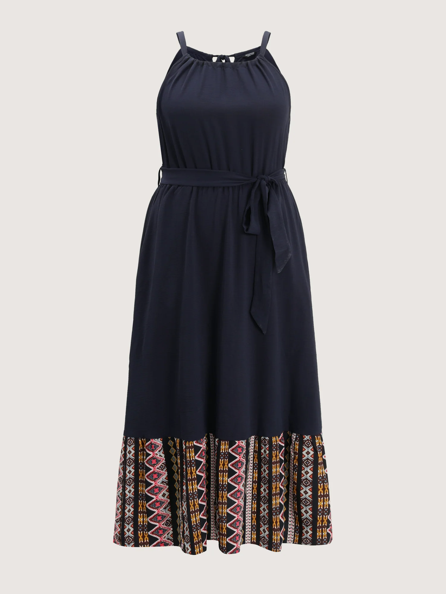 Colorful Boho Striped Hem Halter Neck Maxi Dress - Image 7