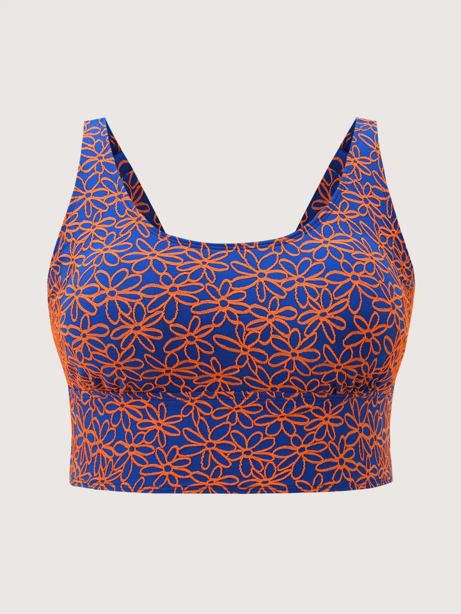 Floral Textured Scoop Neck Bikini Top - Image 7