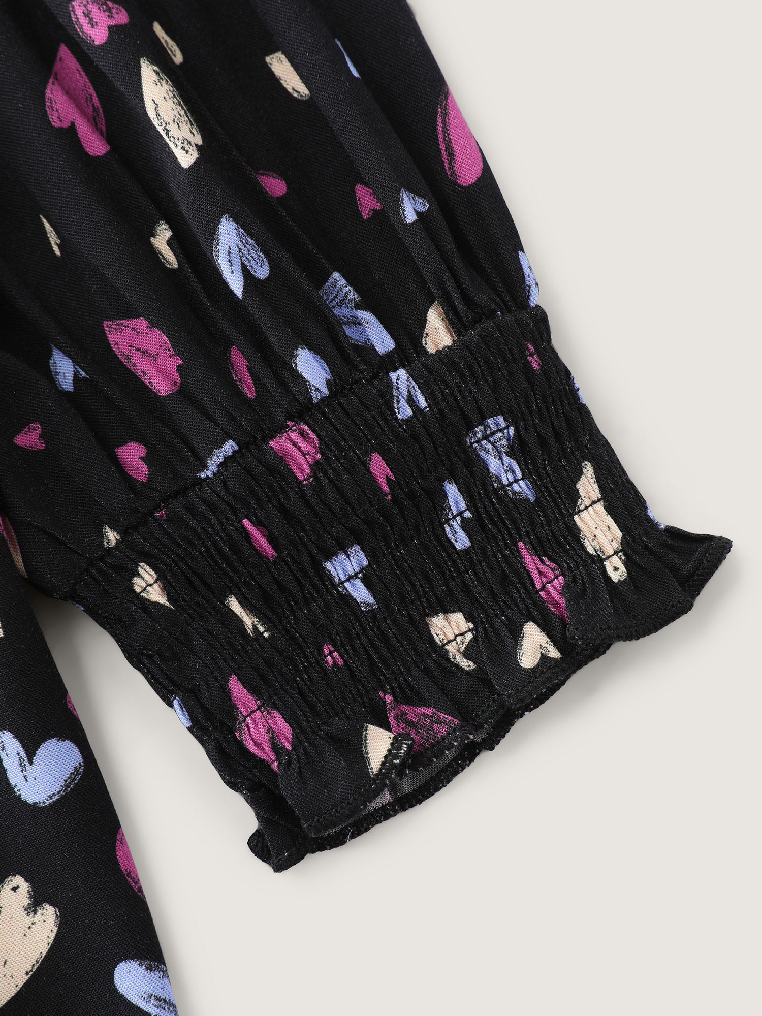 Colorful Heart Print V-Neck Blouse - Image 5