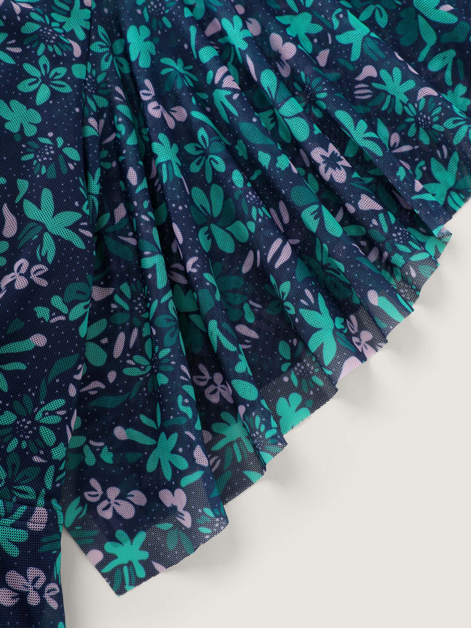 Colorful Sheer Floral Print Swim Dress - Image 7