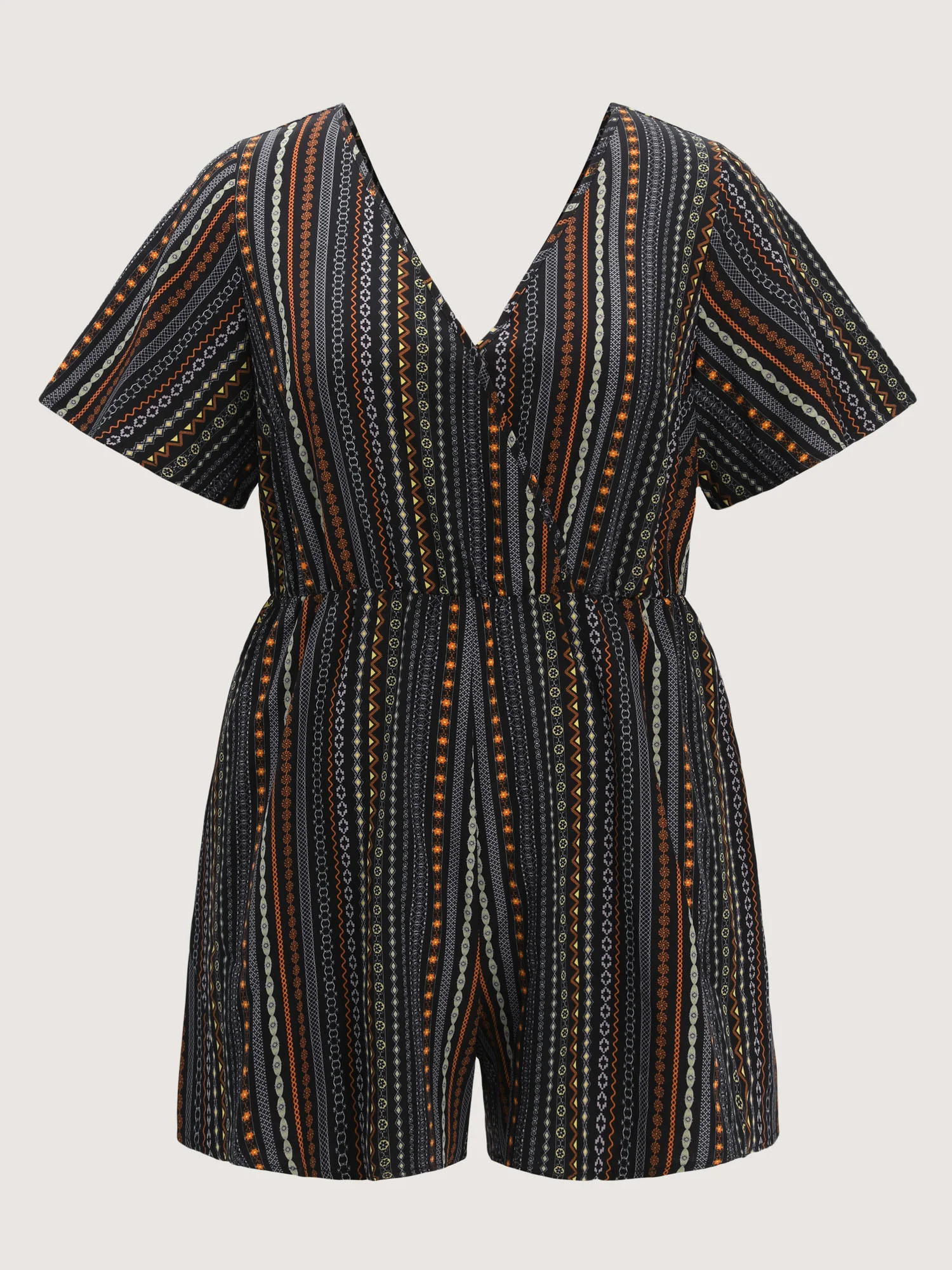 Colorful Stripes Back-Tie Cut-Out Romper - Image 7