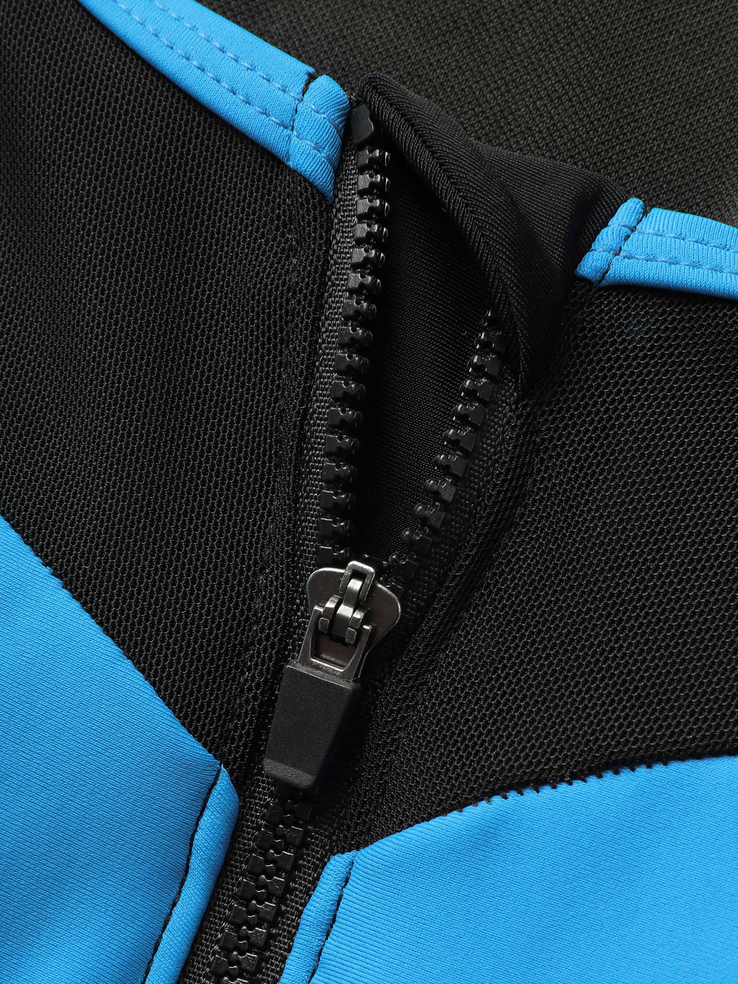 Contrast Patchwork Gathered Half Zip Swim Top - Image 5