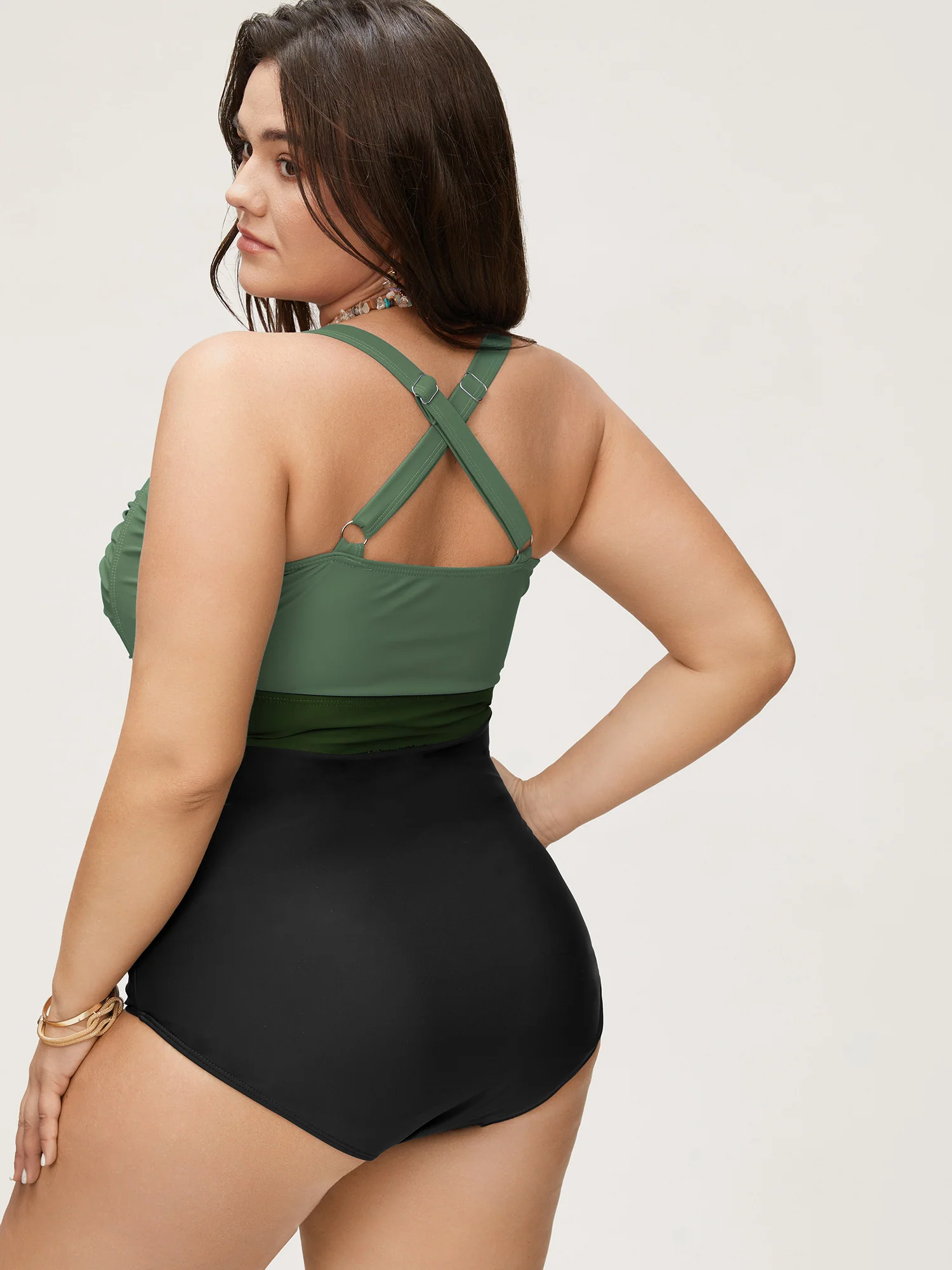 Contrast Twist Front Tummy-Control One Piece Swimsuit - Image 23