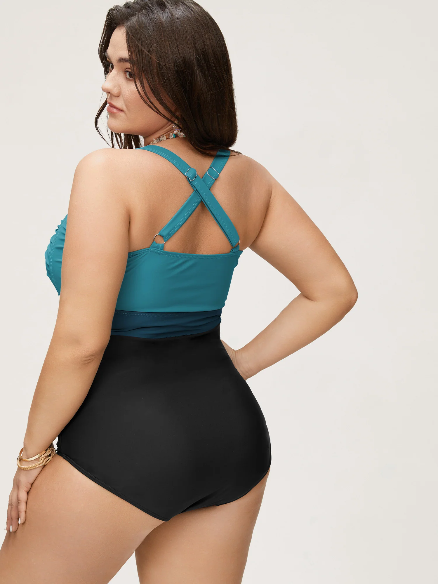 Contrast Twist Front Tummy-Control One Piece Swimsuit - Image 30