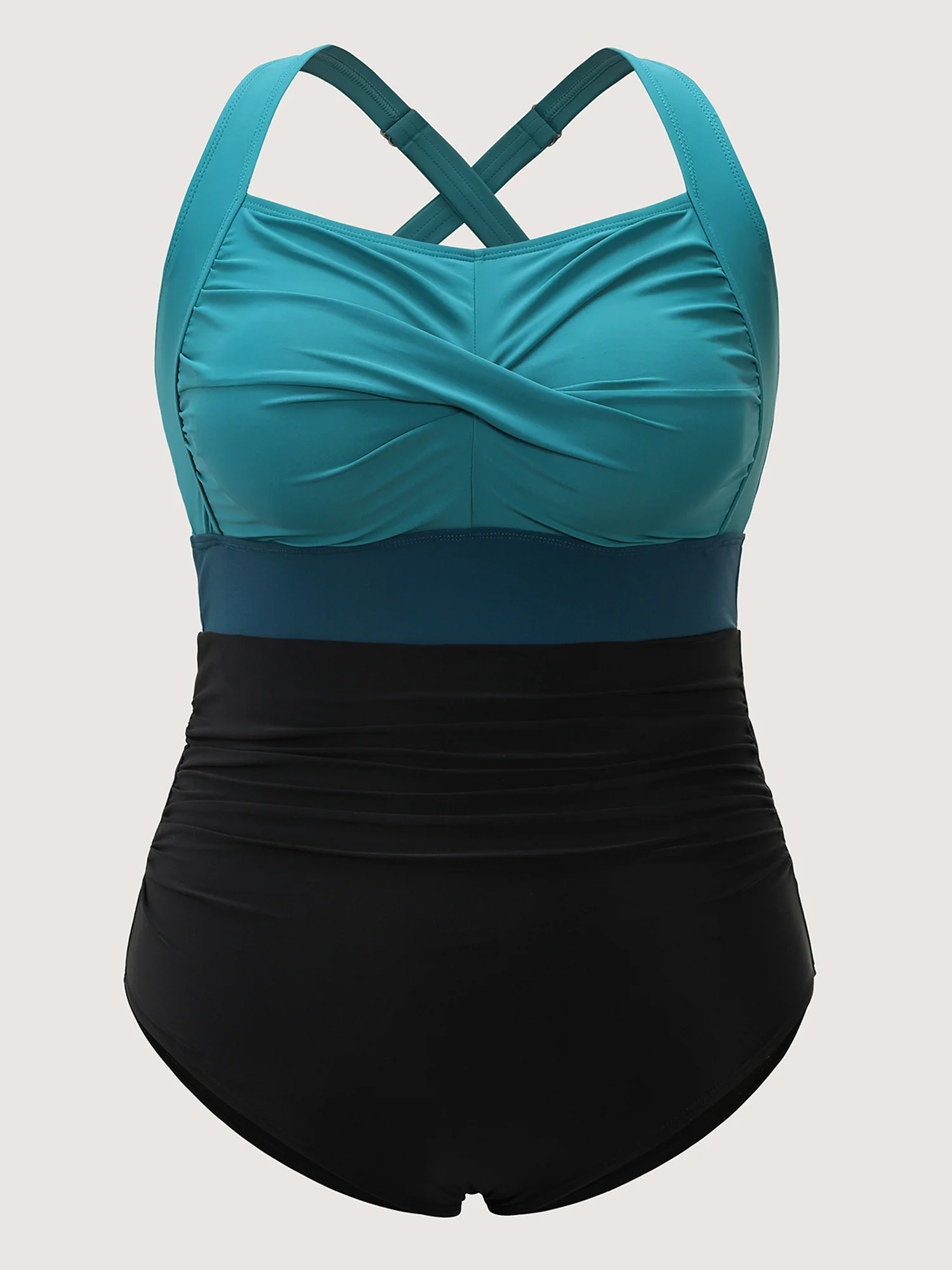 Contrast Twist Front Tummy-Control One Piece Swimsuit - Image 34