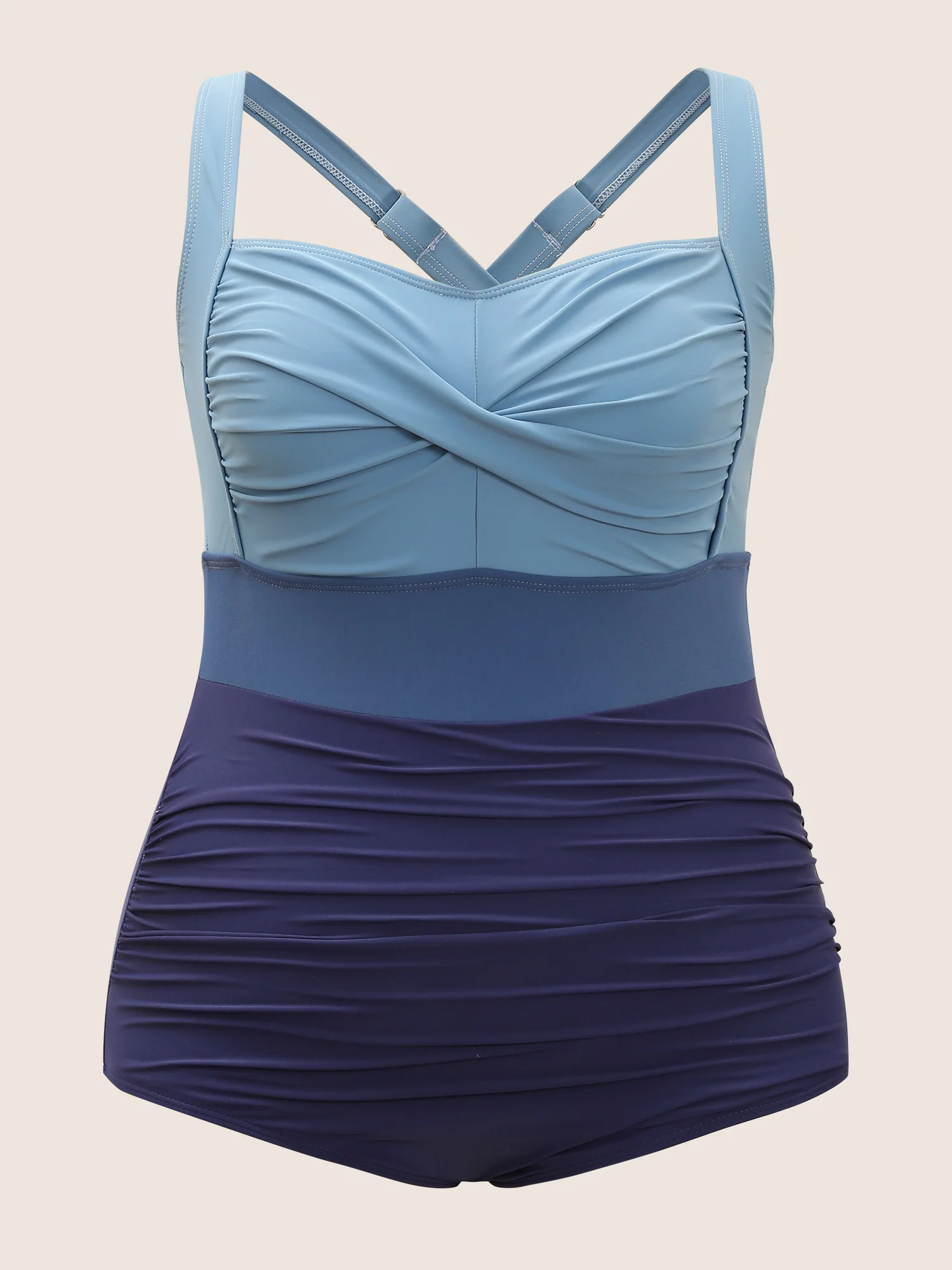 Contrast Twist Front Tummy-Control One Piece Swimsuit - Image 48