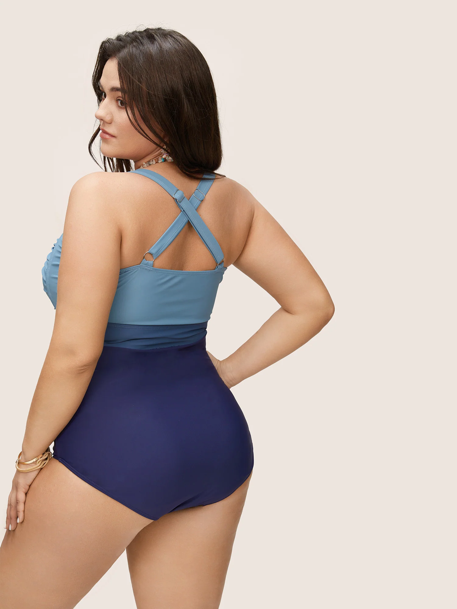 Contrast Twist Front Tummy-Control One Piece Swimsuit - Image 54