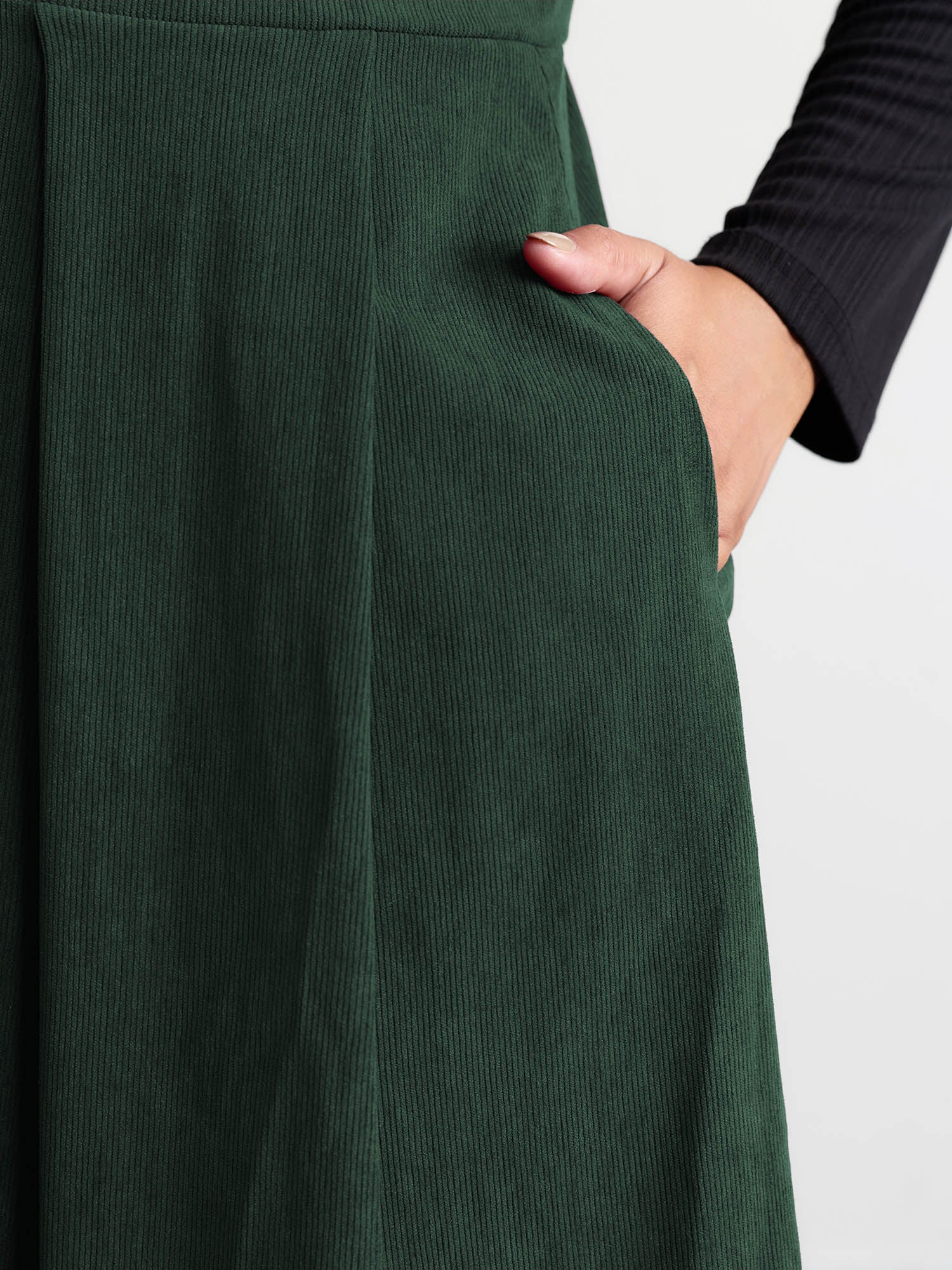 Corduroy Stretchy Waist V-Neck Mini Dress - Image 14
