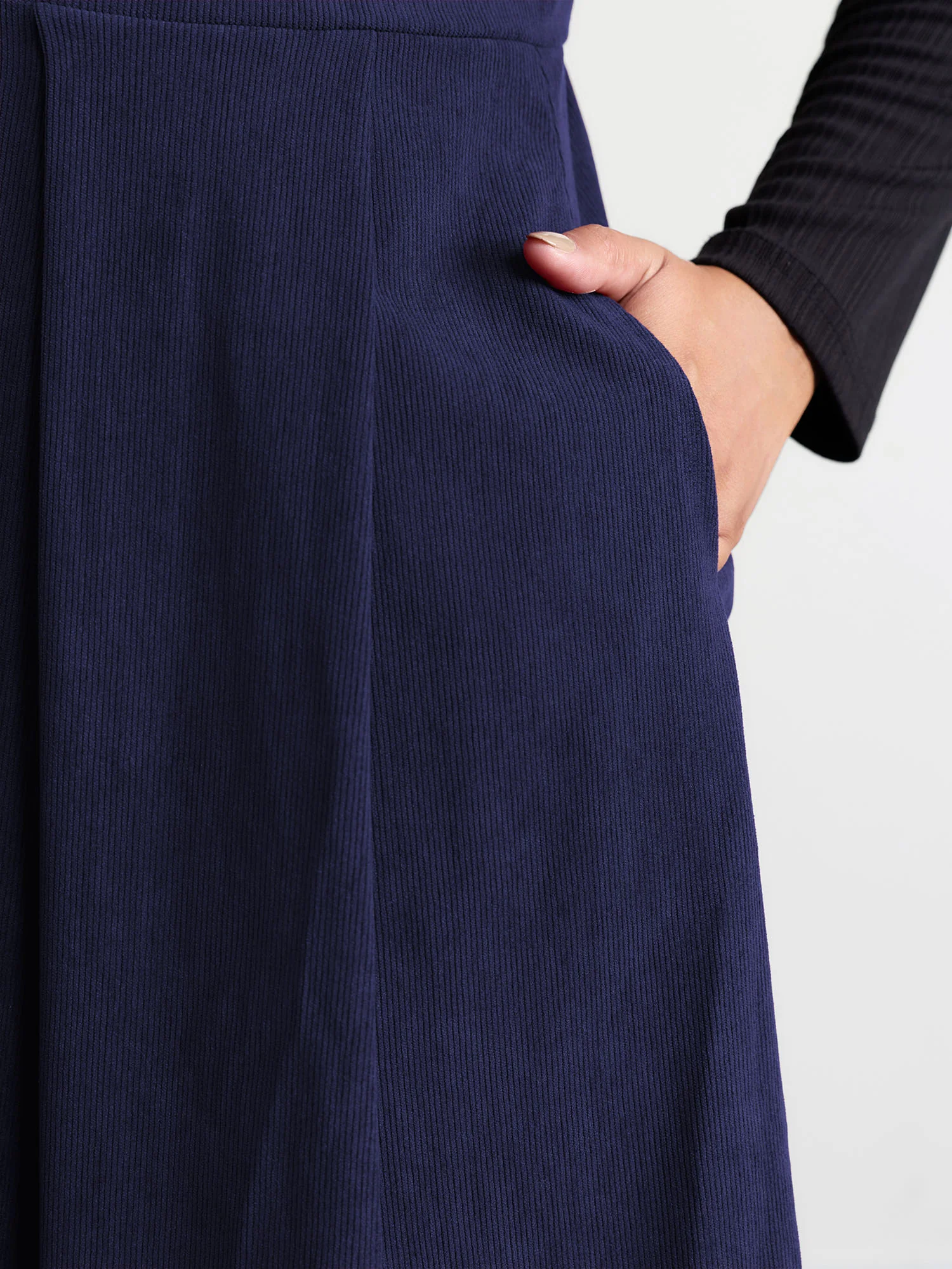 Corduroy Stretchy Waist V-Neck Mini Dress - Image 19