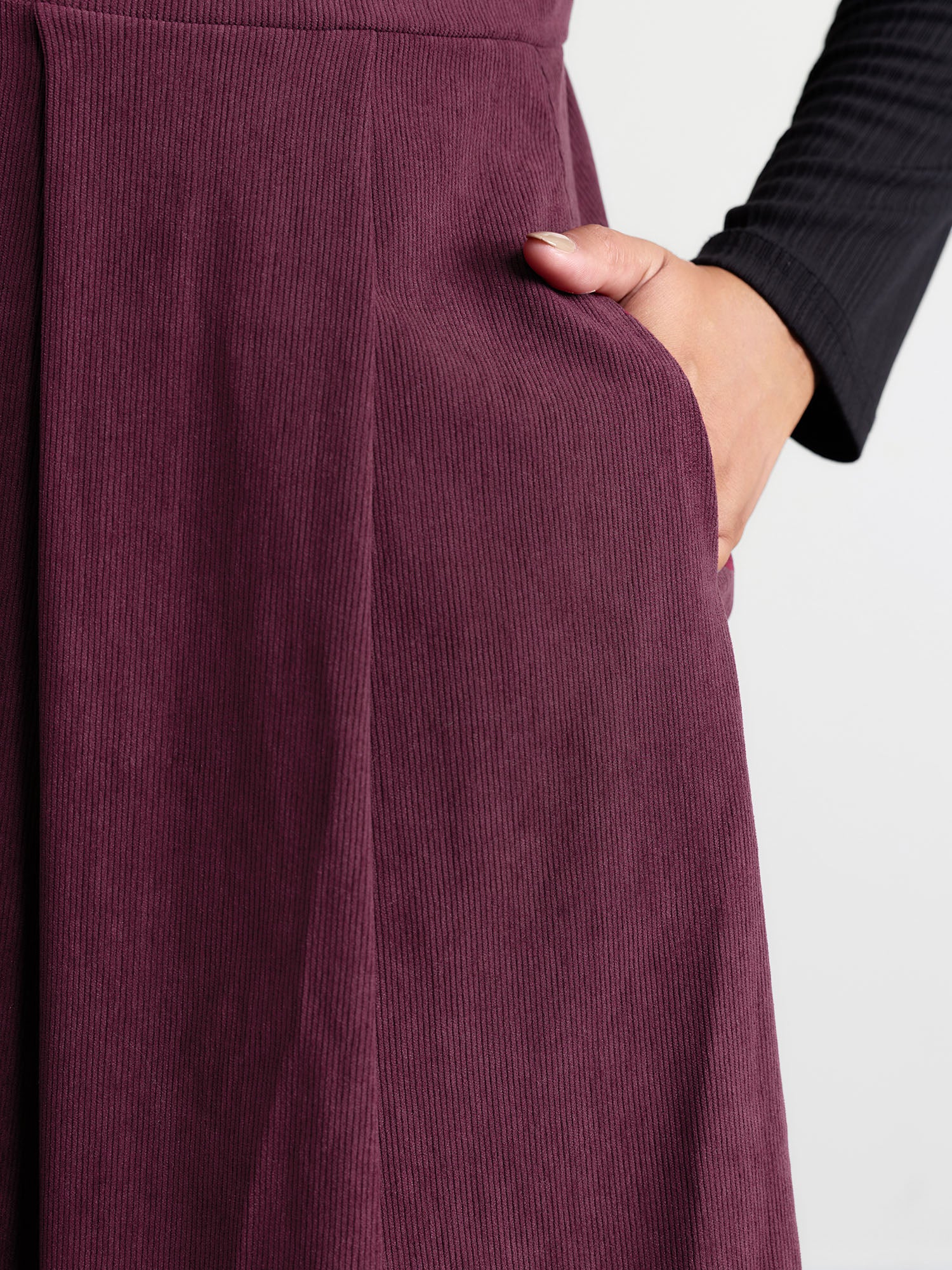 Corduroy Stretchy Waist V-Neck Mini Dress - Image 24