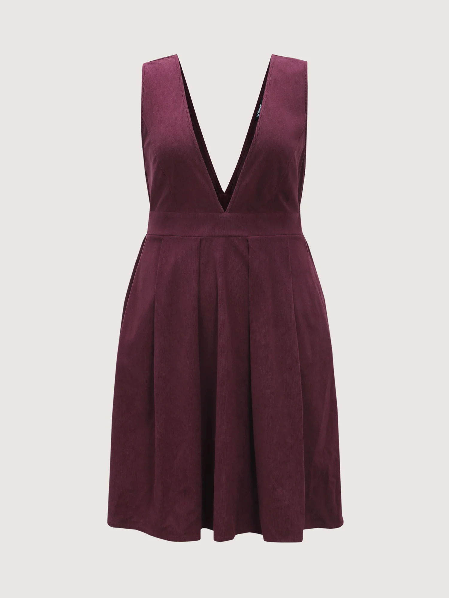 Corduroy Stretchy Waist V-Neck Mini Dress - Image 28