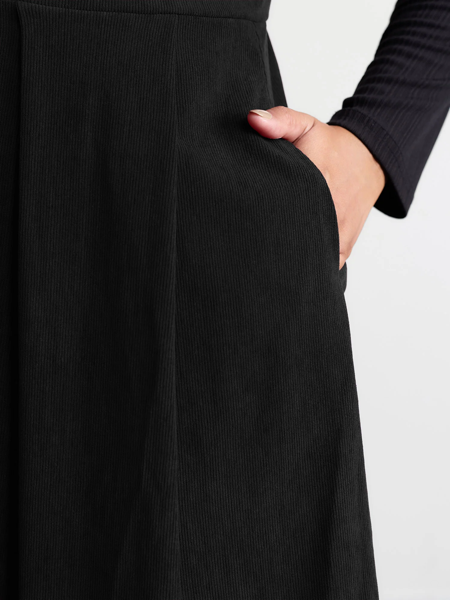 Corduroy Stretchy Waist V-Neck Mini Dress - Image 9