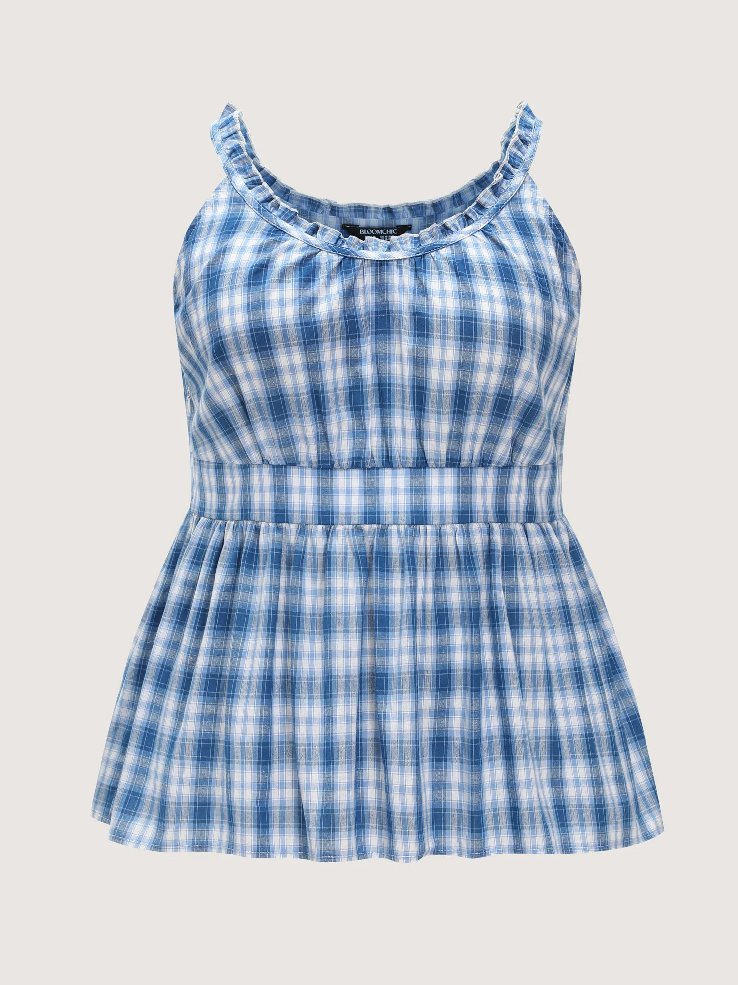 Cotton Check Print Fit And Flare Tank Top - Image 7