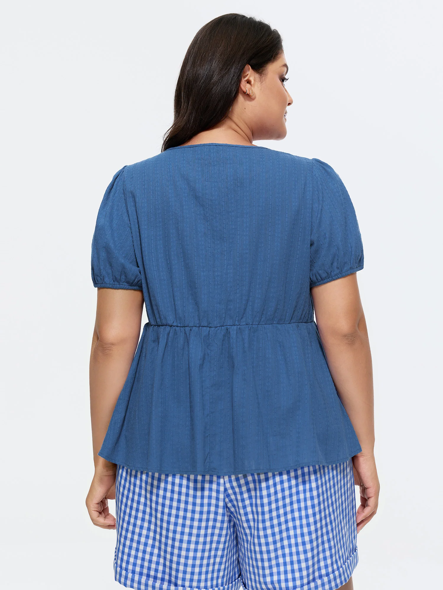 Cotton Front-Tie Puff Sleeve Blouse - Image 4