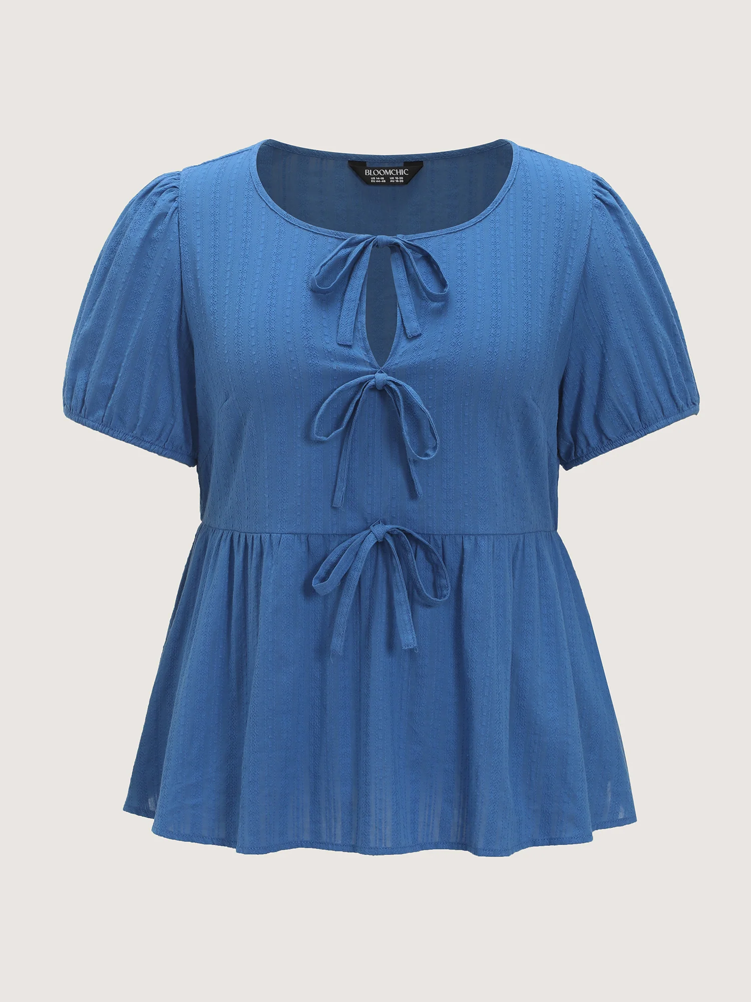Cotton Front-Tie Puff Sleeve Blouse - Image 7