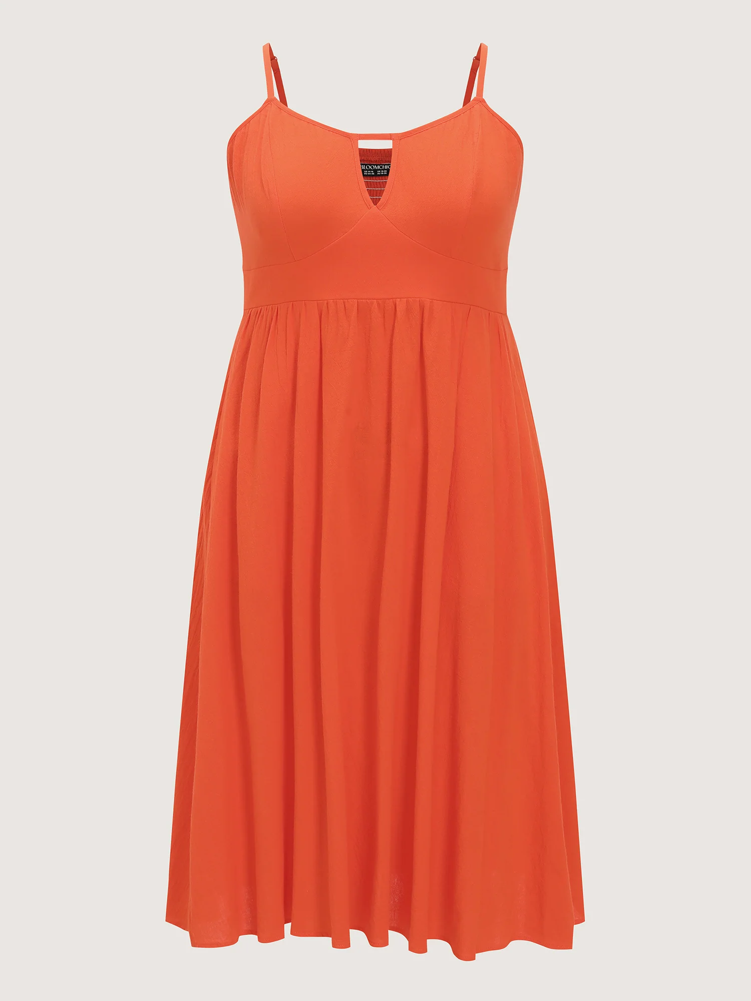 Cotton Plain Shirred Back Cut-Out Midi Dress - Image 7