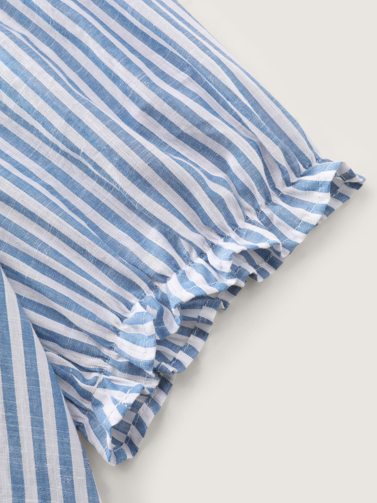 Cotton Striped Shirred Bust-Friendly Neckline Blouse - Image 6