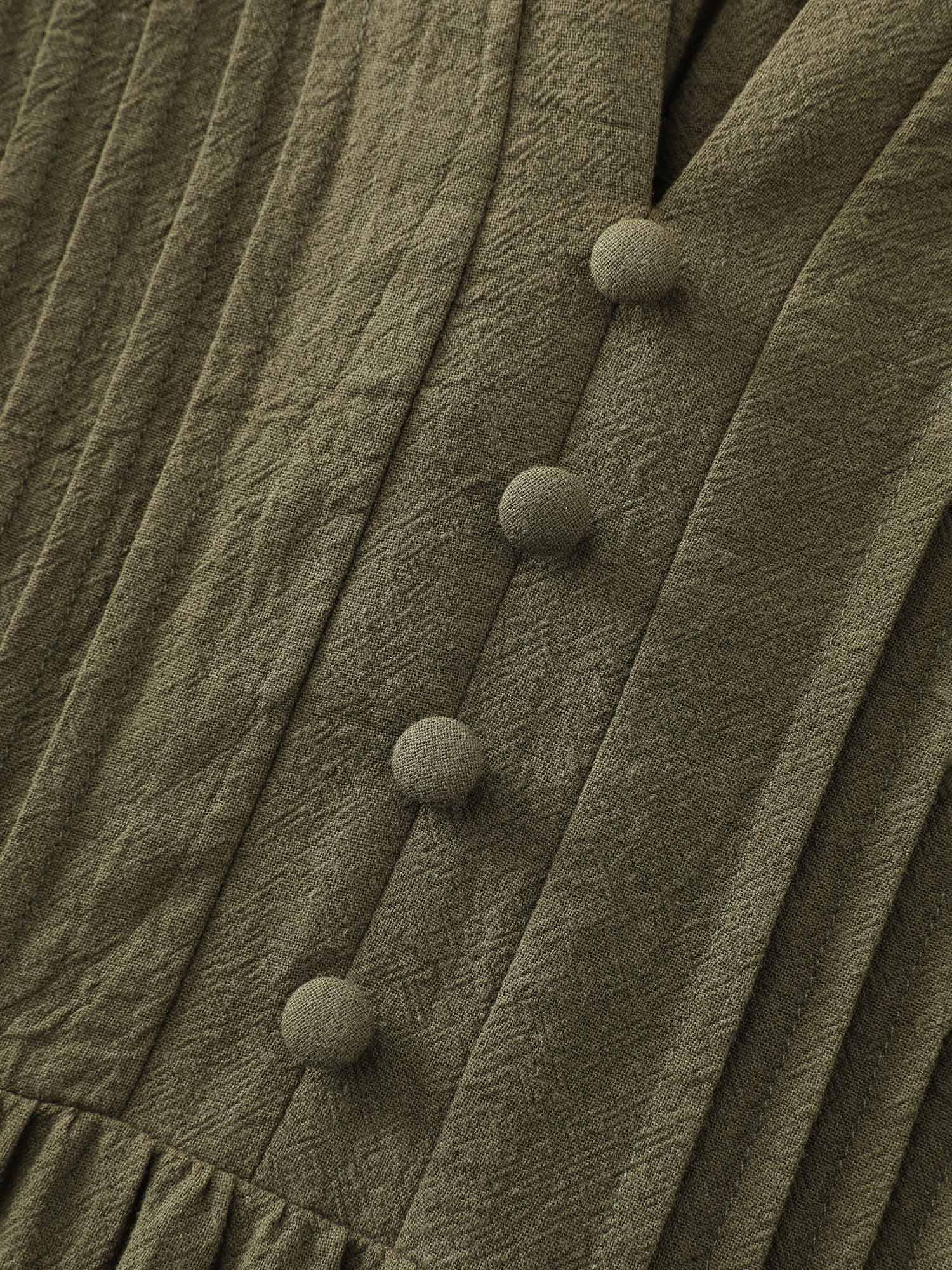 Cotton Toothpick Pleat Notched Collar Blouse - Image 6