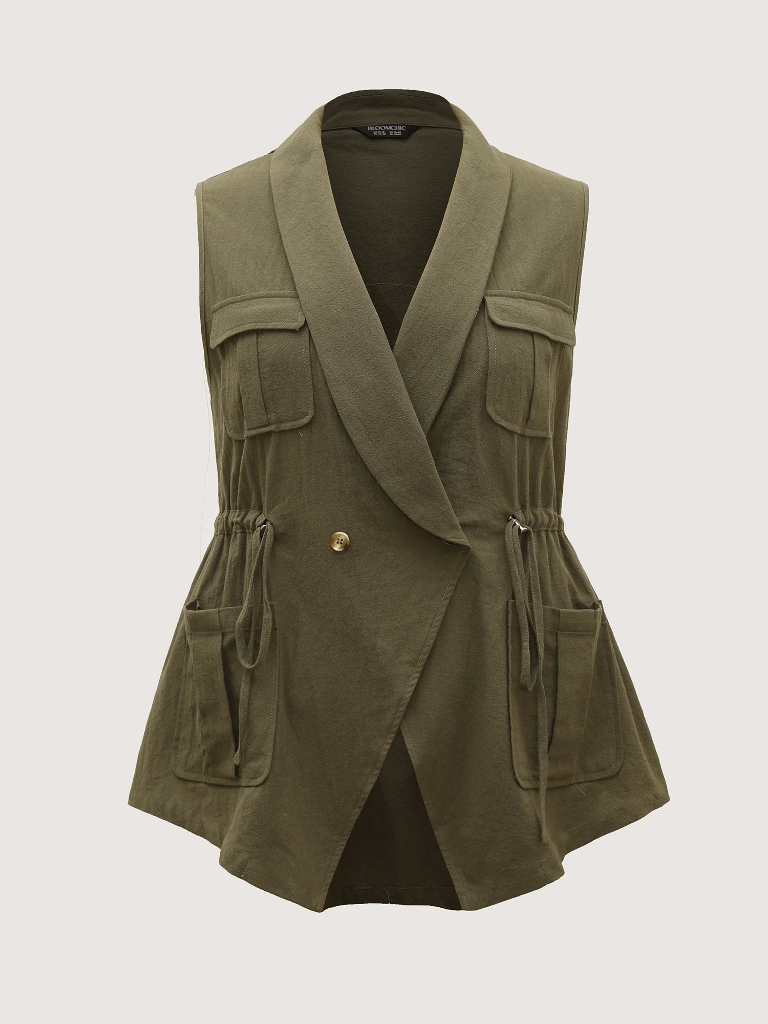 Cotton Waist Defining Drawstring Pocket Vest - Image 8