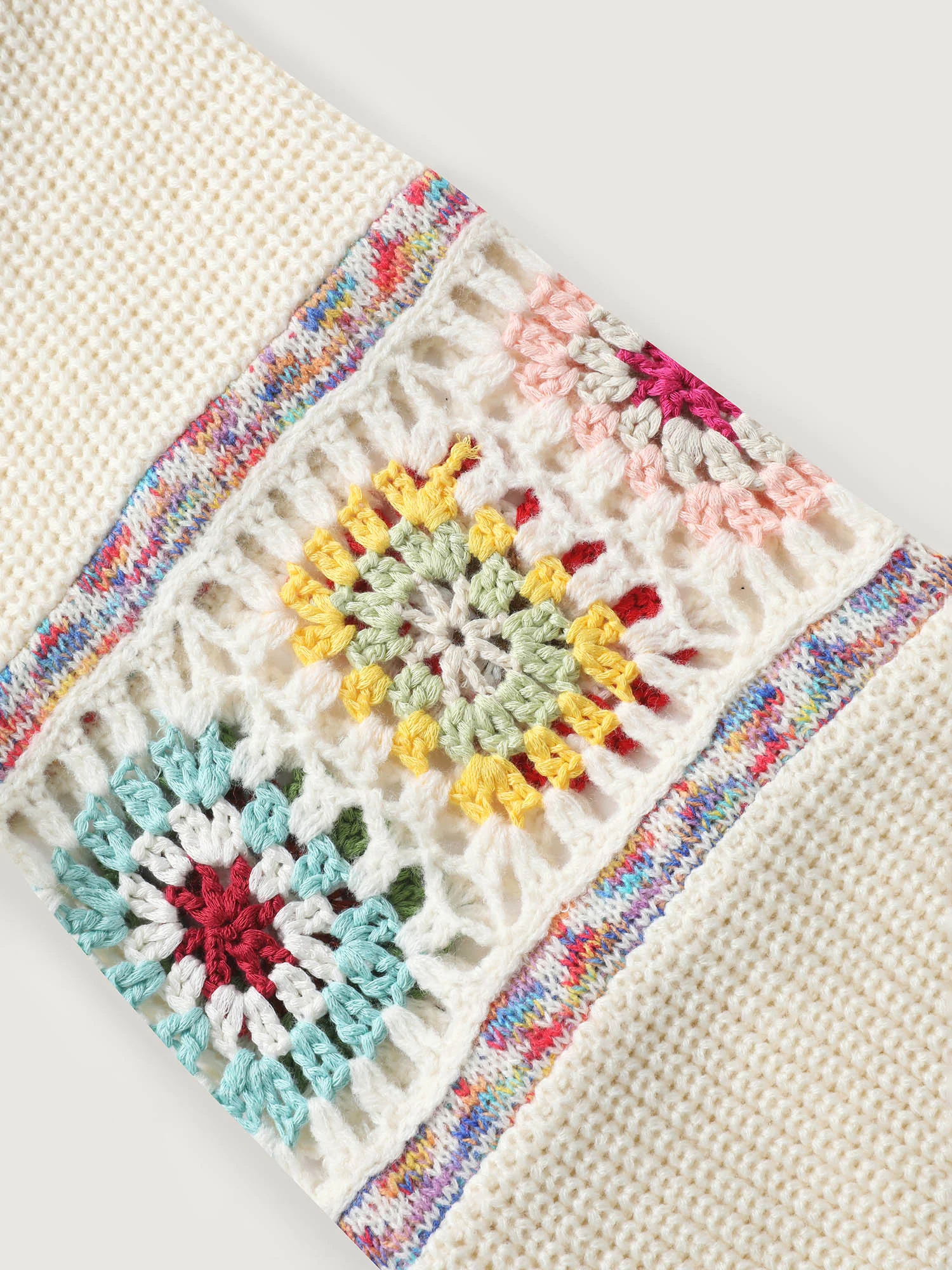 Crochet Floral Sleeve Lace Trim Pullover - Image 9