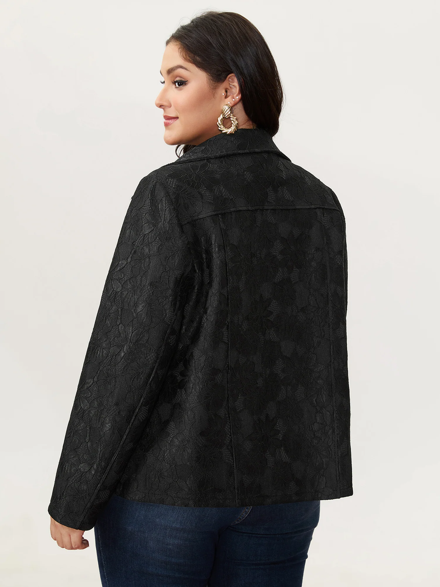 Lace Mesh Pocket Zipper Jacket - Image 5