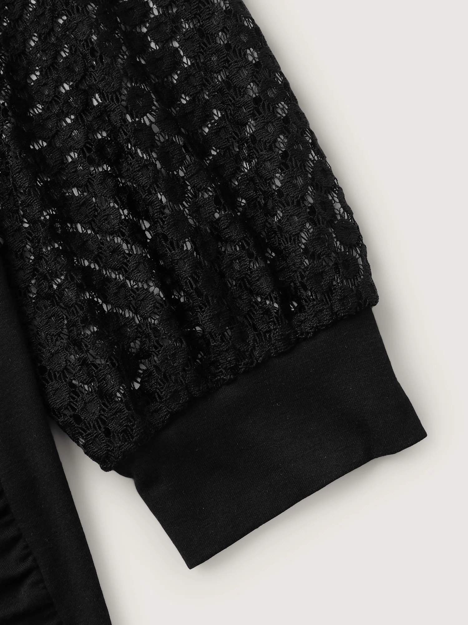 Crossover Draped Lace Sheer Sleeve Knit Top - Image 6